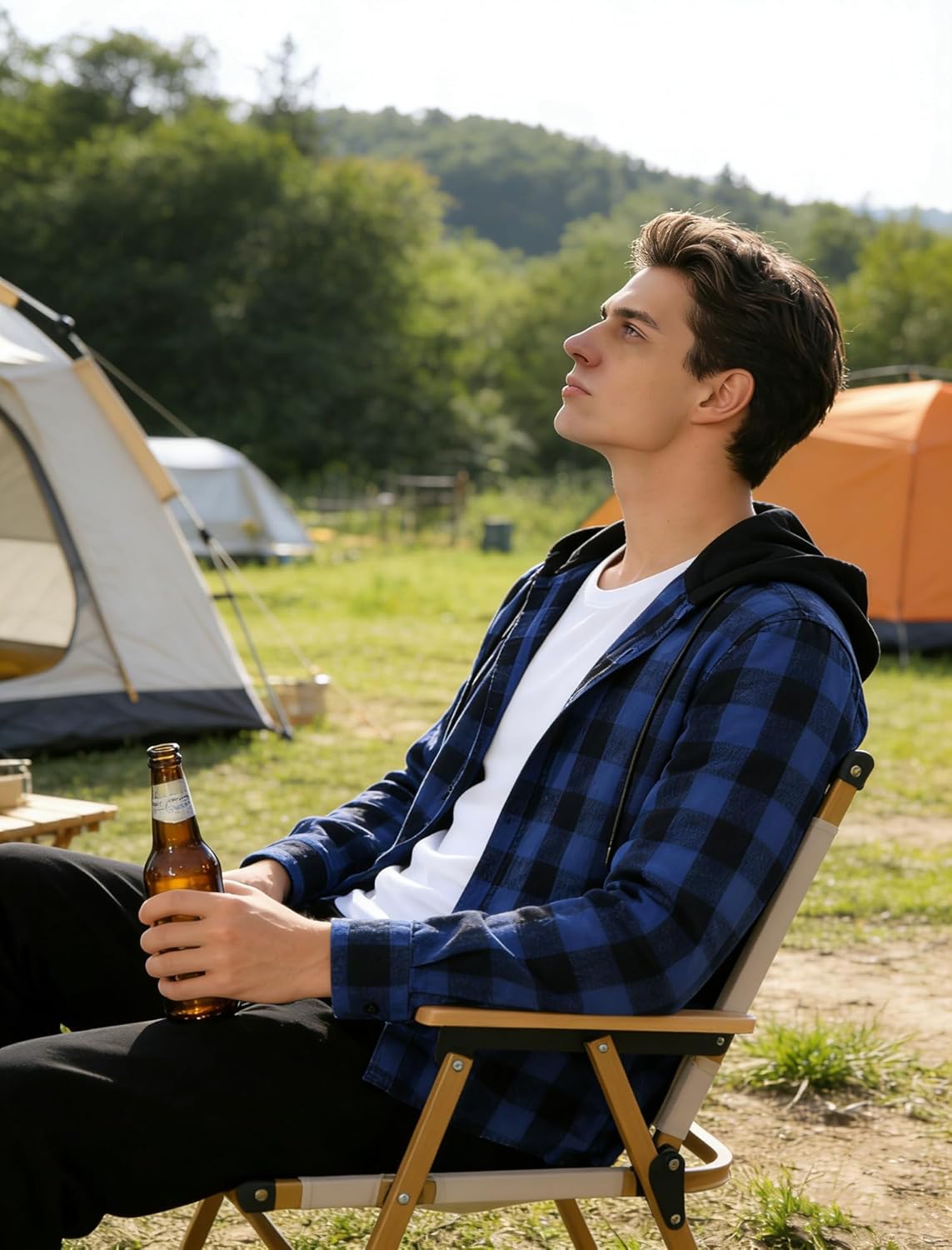 SwissWell 5 Pack Mens Long Sleeve Button-up Hoodie Loose Fit Plaid Hooded Shirts Fall Flannel Shirt with Hood - Image 4