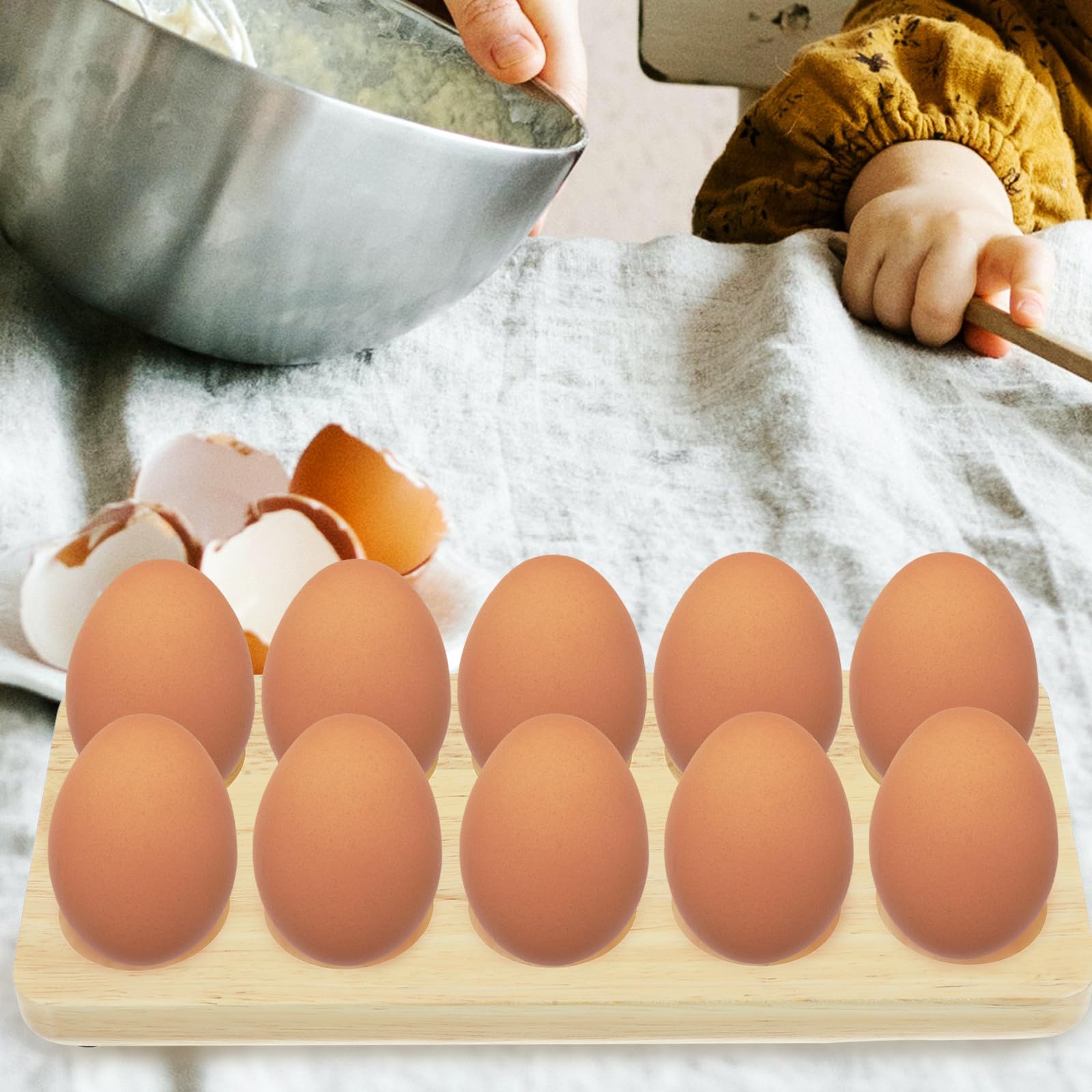 Eierablage für 10 Eier Praktischer Eier Organizer und Dekorative Holzplatte für Haushalt und Geschenk zur Einweihung