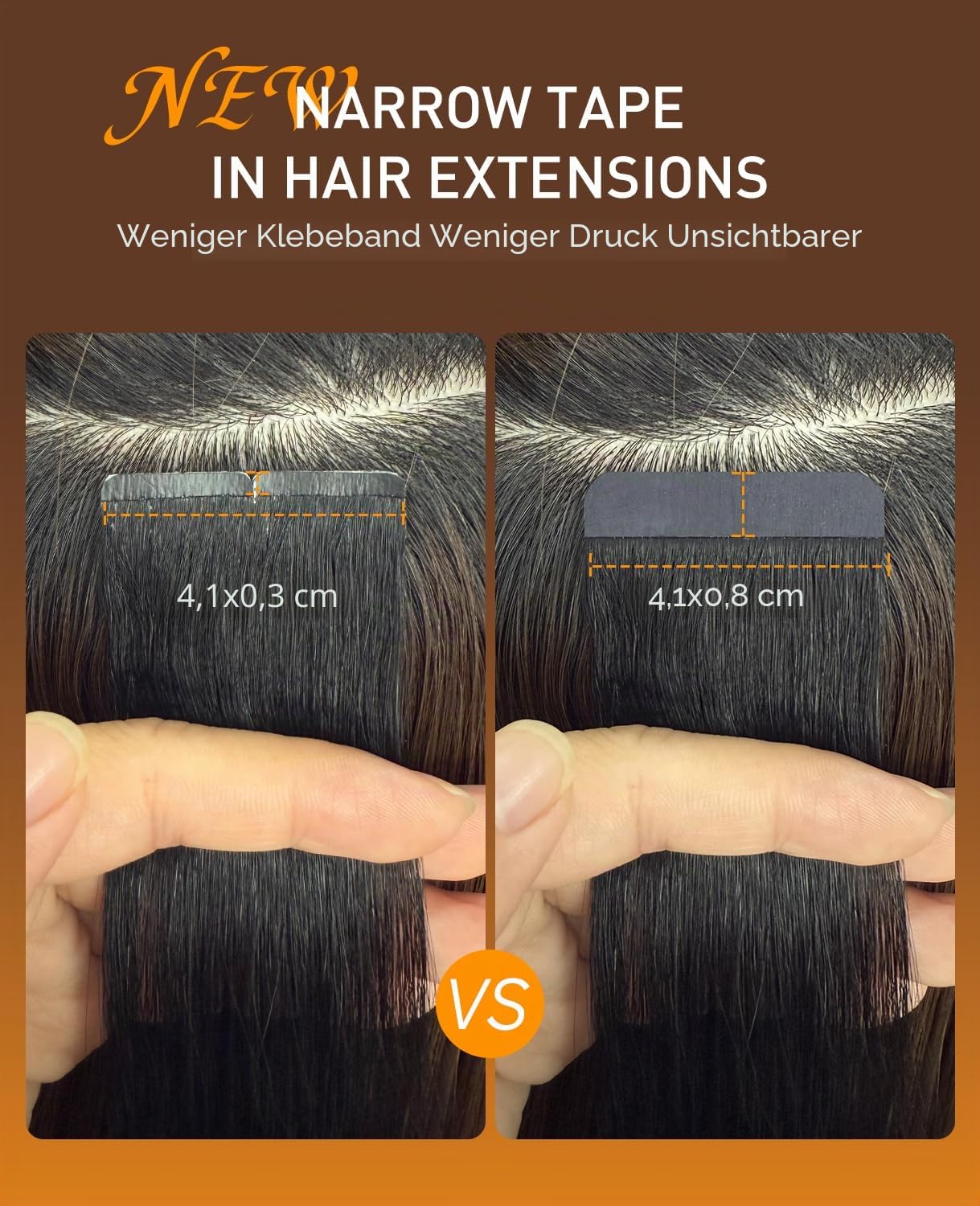 VINBAO Invisible Tape Extensions Echthaar Blond Ombré Dunkelbraun bis Hellbraun mit Dunkelblond Klebe Extensions Echthaar 20pcs 50g 55cm Seamless Tape in 22 Zoll #3/8/22