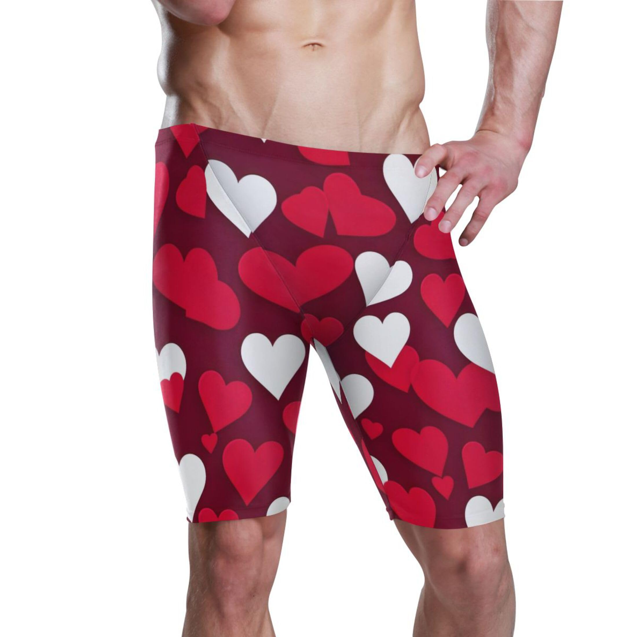 UMIRIKO Valentine's Day Heart Swim Jammers Swimsuit for Men XXL B0401210