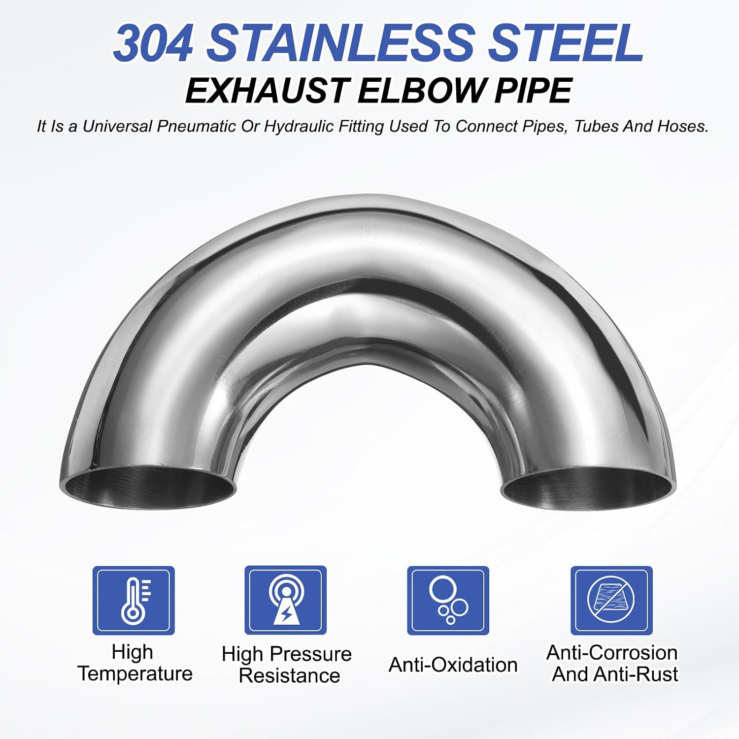 PATIKIL 180 Degree Sanitary Extended Pipe, 1-3/4" OD 304 Stainless Steel U Mandrel Bend Elbow for Welding Modified Stair Handrail HVAC Auto Exhaust System, Silver