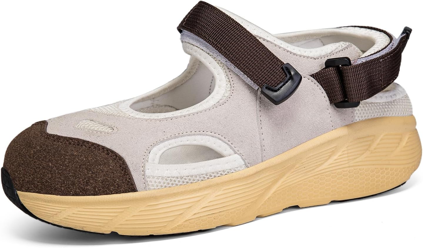 Womens Sport Hiking Sandals, Summer Water Shoes Comfortable Lightweight Outdoor Walking Closed Toe Sandals for Trendy Footwear