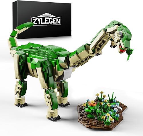 ZYLEGEN Brachiosaurus - Juego de construcción de dinosaurios de dinosaurio, kit de bloques de construcción de parque del mundo de dinosaurios, idea