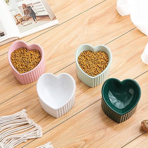 Miniatura 7 de Cuencos elevados de cerámica verde oscuro para gatos, cuencos elevados inclinados para alimentos o agua, sin estrés, prevención de reflujo, aptos