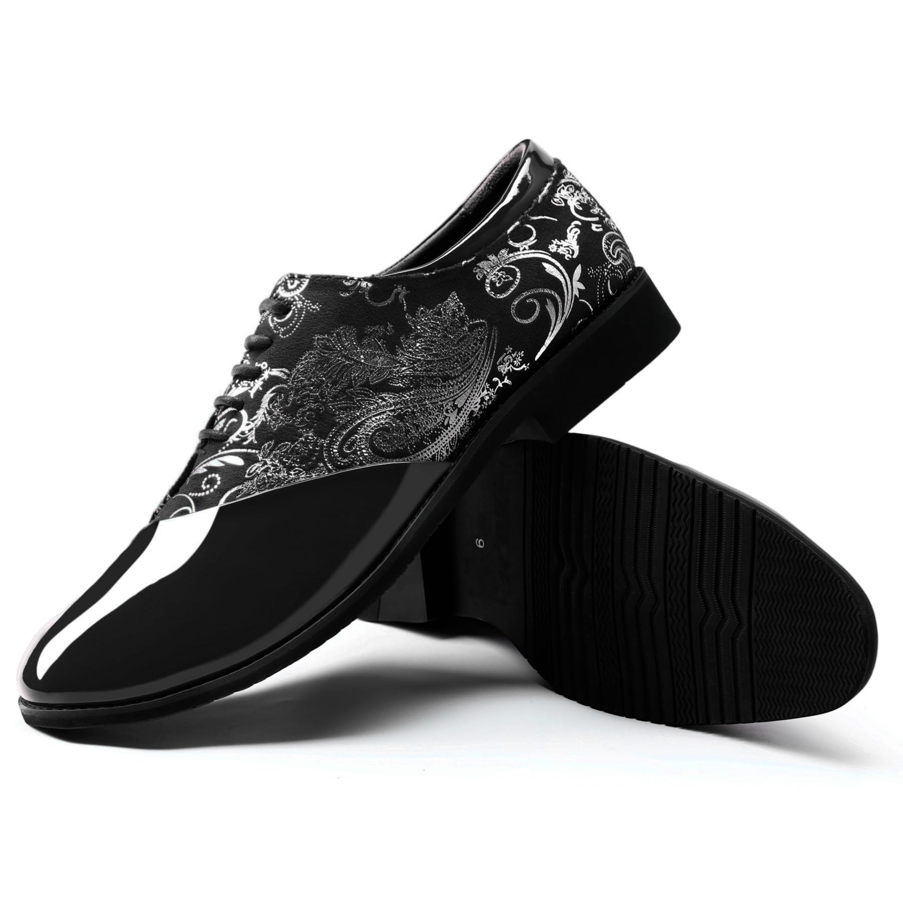 YFFUSHI Scarpe Uomo Derby Jacquard Pelle PU Lacci Formali Business Traspiranti Largo Eleganti Brogues