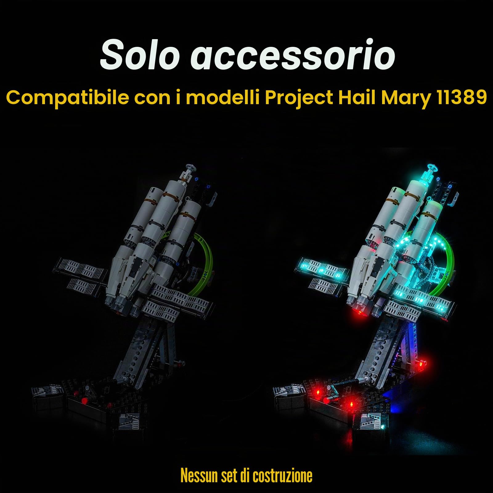 Kit di luci con telecomando compatibile con Lego Project Hail Mary 11389 (non modello), set di illuminazione a LED compatibile con Lego 11389 Project Hail Mary Building Blocks Model