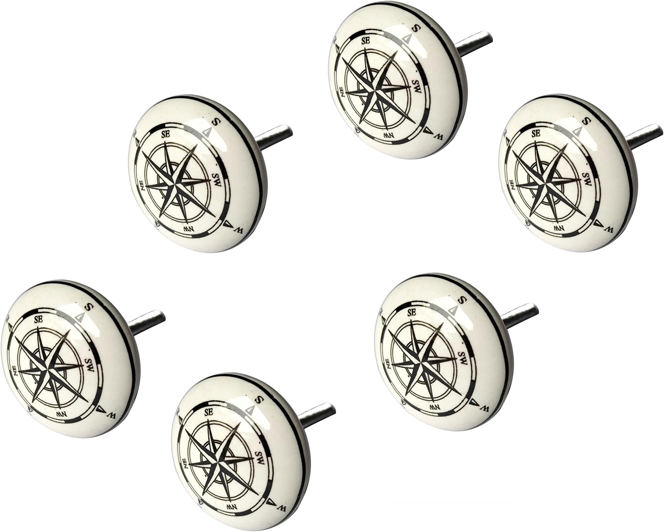 RHF Ceramic Handcrafted Leaf Flower Square Flat Door Knobs - Pack of 4
