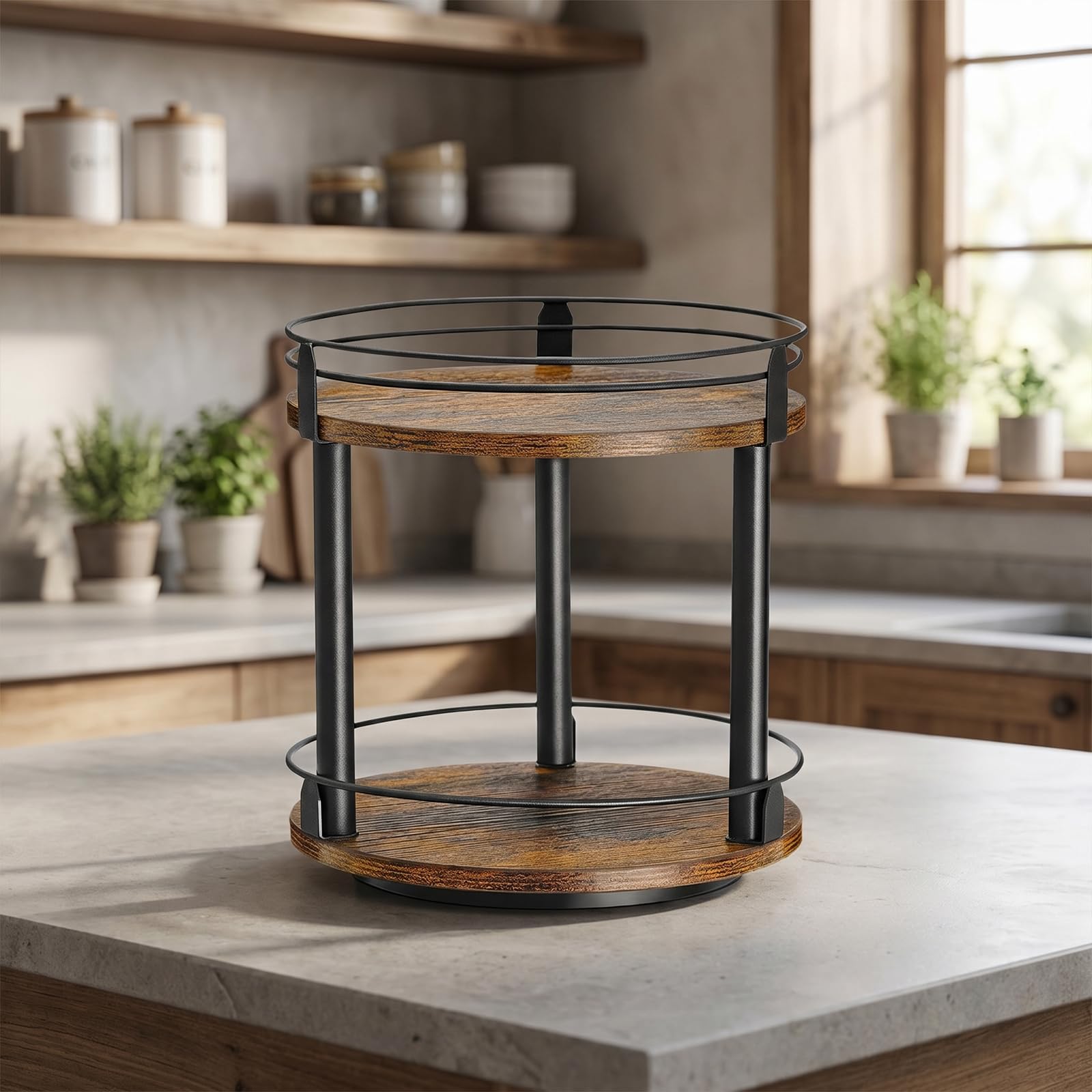 Plateau tournant en bois Lazy Susan pour dessus de table pour garde-manger, salle de bain, vanité, décoration d'intérieur