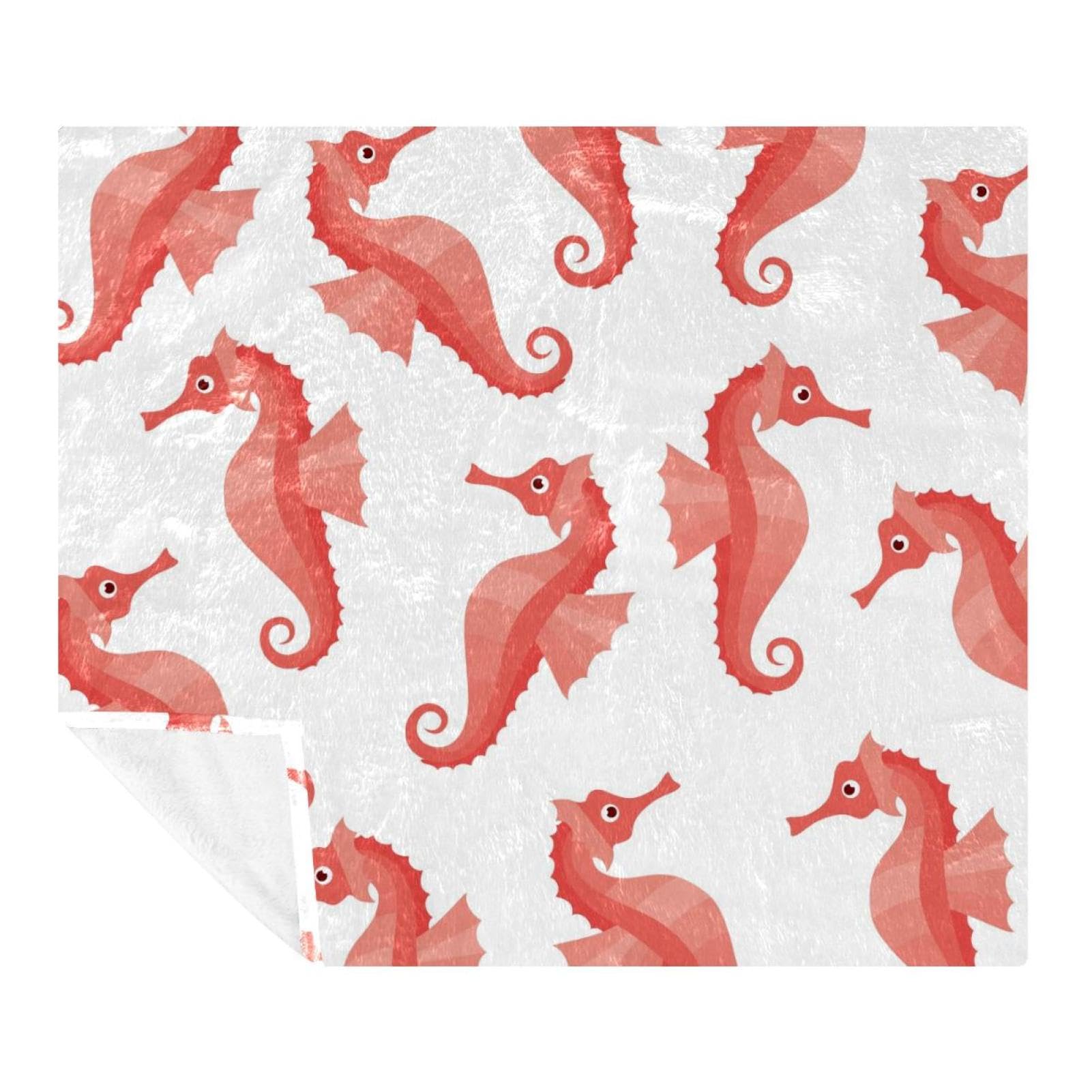 Couverture confortable microfibre légère et respirante motif hippocampe