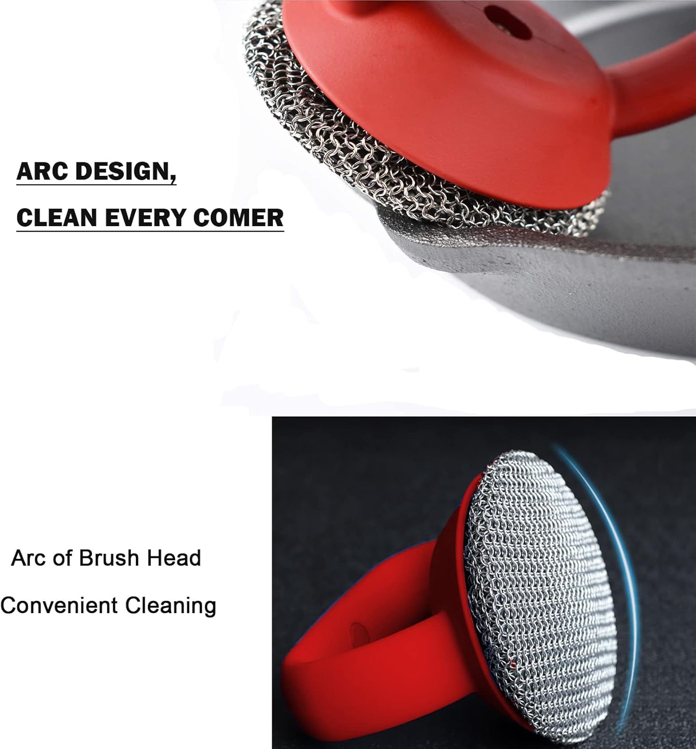 ハンドル付き鋳鉄クリーナーブラシ、ステンレスチェーンメールブラシクリーナースクラバーメタルメッシュスクレーパー、はんだ付けラウンドチ