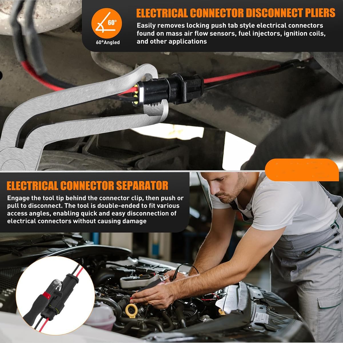 Juego de herramientas de desconexión de conectores eléctricos automotrices, opciones de 2/3/4 piezas, alicates de acero de alto carbono, alicates de abrazadera de manguera, removedor de clips, para