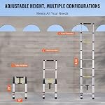 VEVOR Échelle télescopique, échelle d'extension en aluminium légère de 8,5 pi, échelle pliable à rétraction par un bouton, capacité de 375 lbs avec pieds anti-dérapants, échelles compactes et portables pour maison, VR, loft