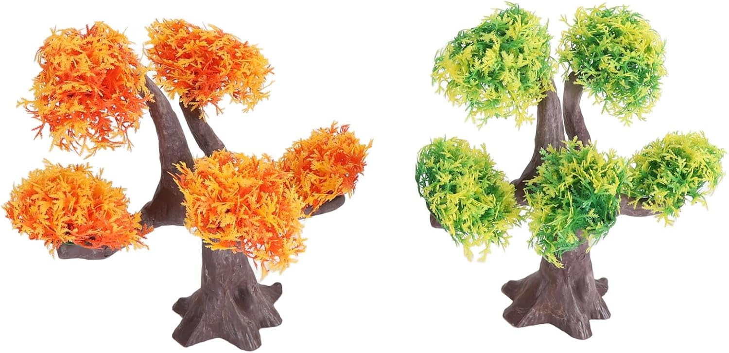 Fish Tank Decorations Plastic Plants, Fish Tank Accessories Aquarium Decorations Green Plants, Aquarium Plants Decorations, Fish Tank Decor for All Fish (Yellow Green + Yellow)