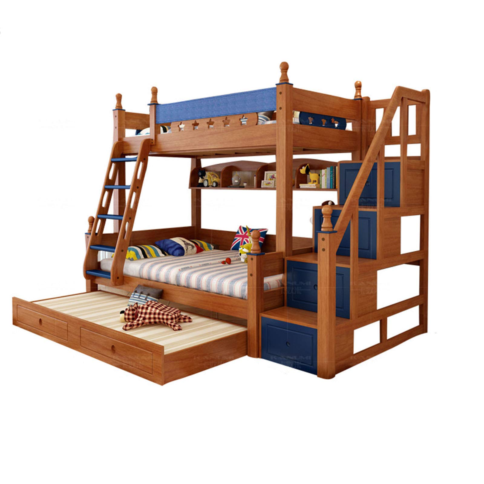 Buy JTJxop Solid Wood Platform Bed Frame, Bunk Bed Full Over Full with