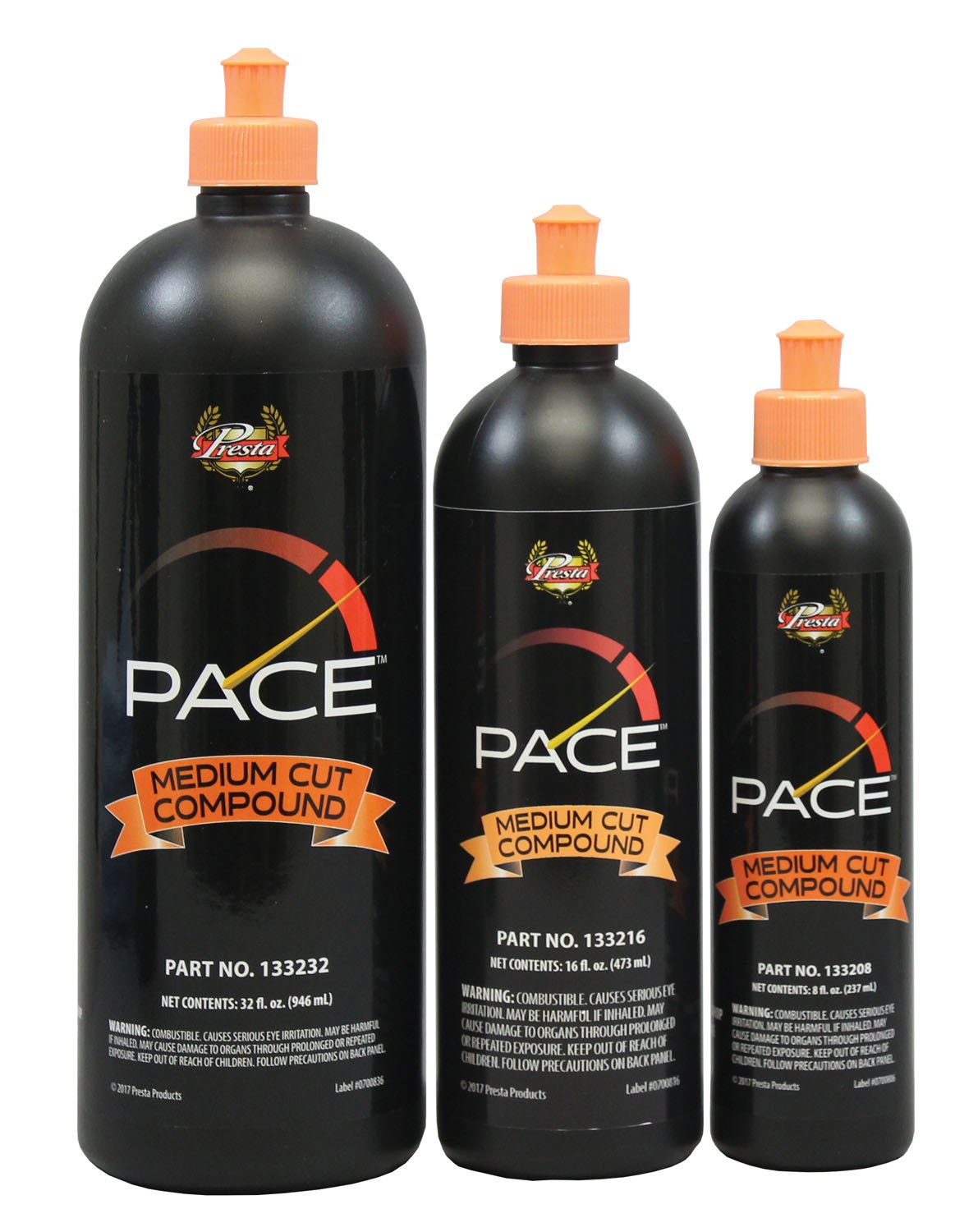 Presta PACE Medium Compound - Removes Up to 2500 Sand Scratches / Polishes to a Deep Gloss in One Step / Silicon-Free / 32 Oz. (133232)