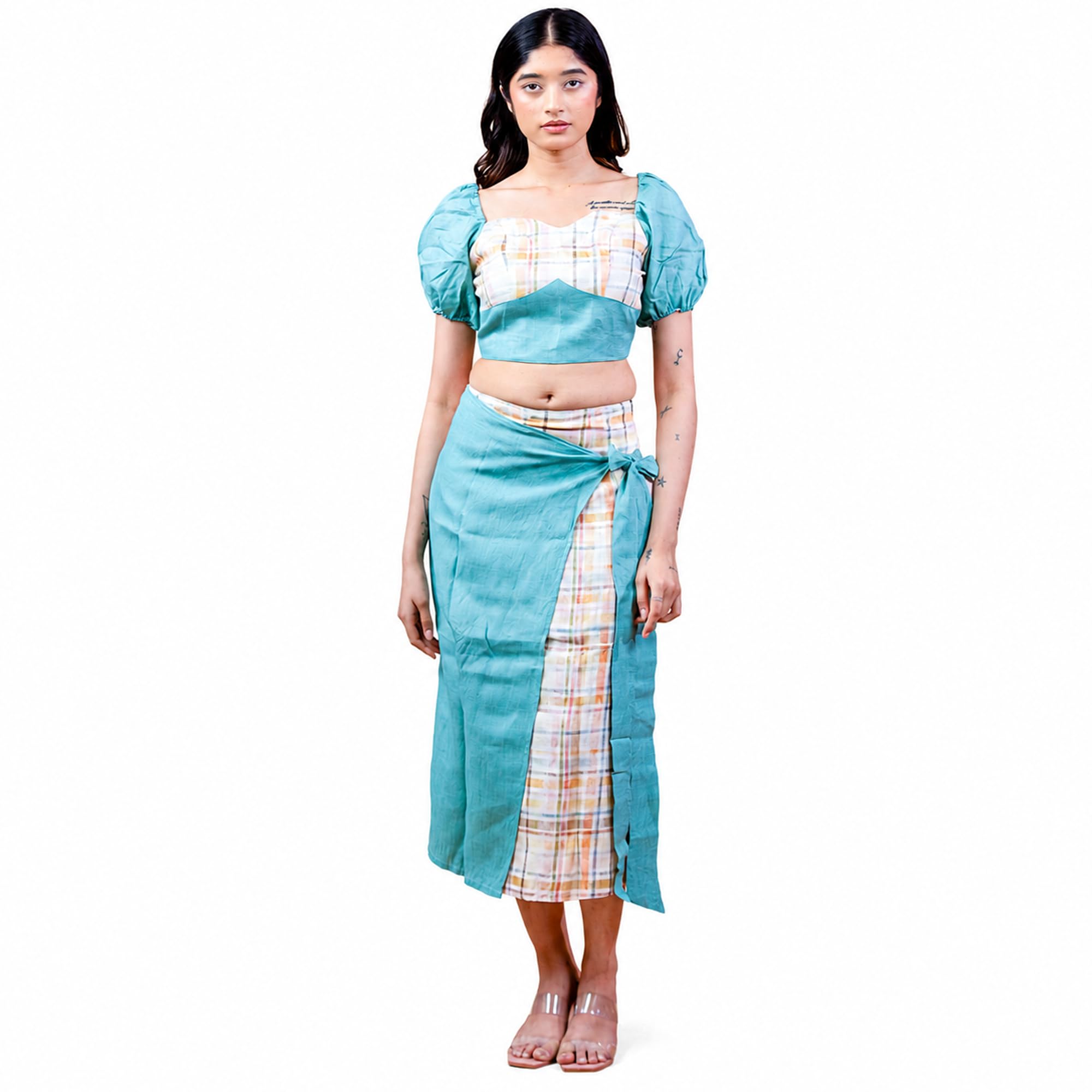 venyora Glen Women Sweetheart Neck Puff Sleeve Top & Skirt Co-Ord Set - Stylish Printed Two Piece Outfit for Women - Trendy Casual Matching Set-picture-35