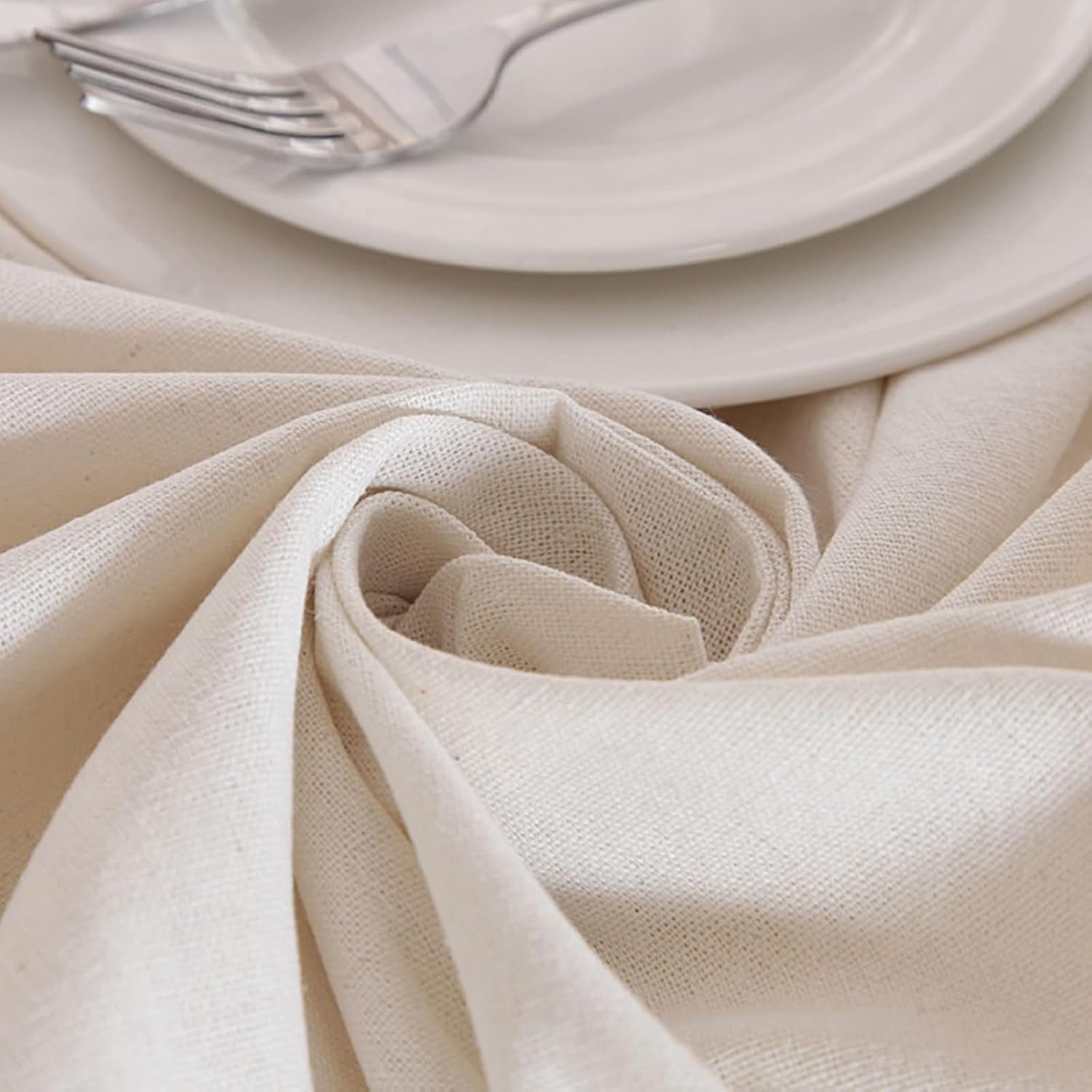 End Table Cloth Rectangular 55 W x 98 L,Table Cloth for Side Table White Solid Color Cotton Coffee Themed Table Cloths