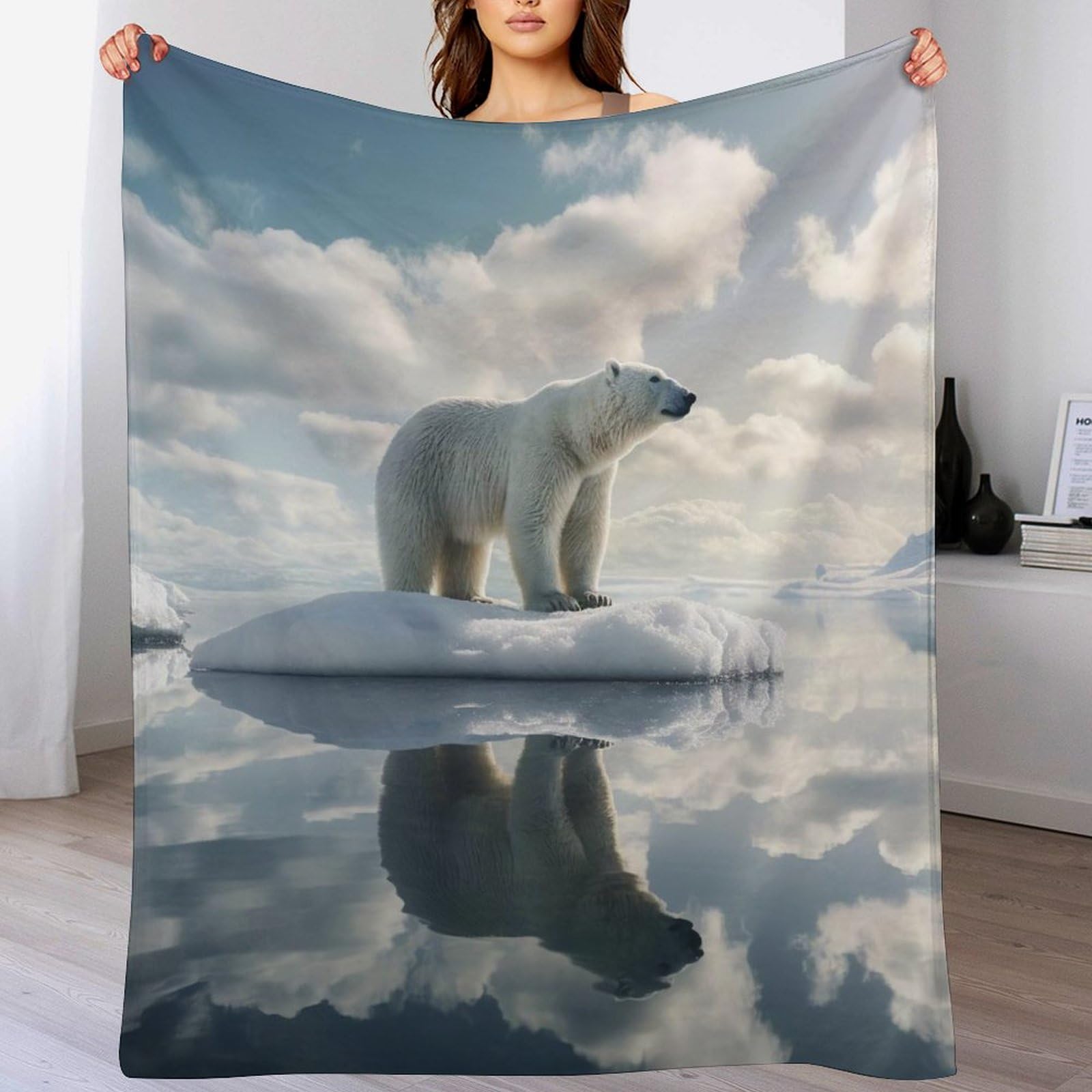 Couverture de balcon et camping design ours polaire en flannel