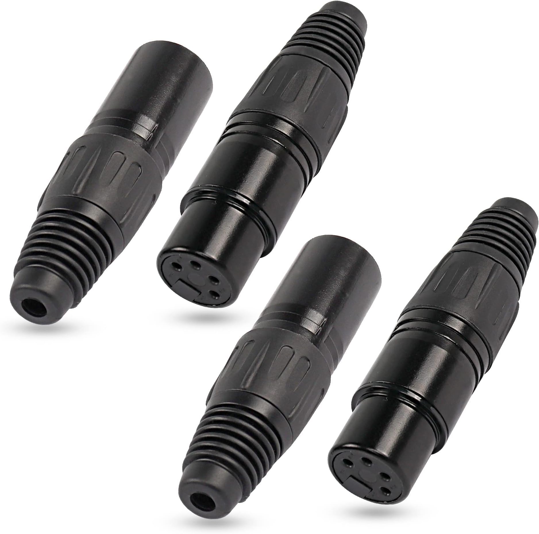 XMSJSIY 4 Pin XLR Female Plugs Connectors, 4 Pin XLR-F Plug Audio Mic Microphone Connector,XLR Cable Ends Replacement F-Plug Audio Socket-4PCS
