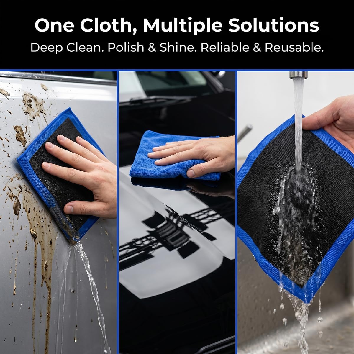 4PCS Car Clay Towel, Vehicle Microfiber Clay Bar Towels for Detailing Cleaning and Polishing, Auto Bodies Detail Cloth Cleaner, Universal Fit (Style 2 Blue) image 4
