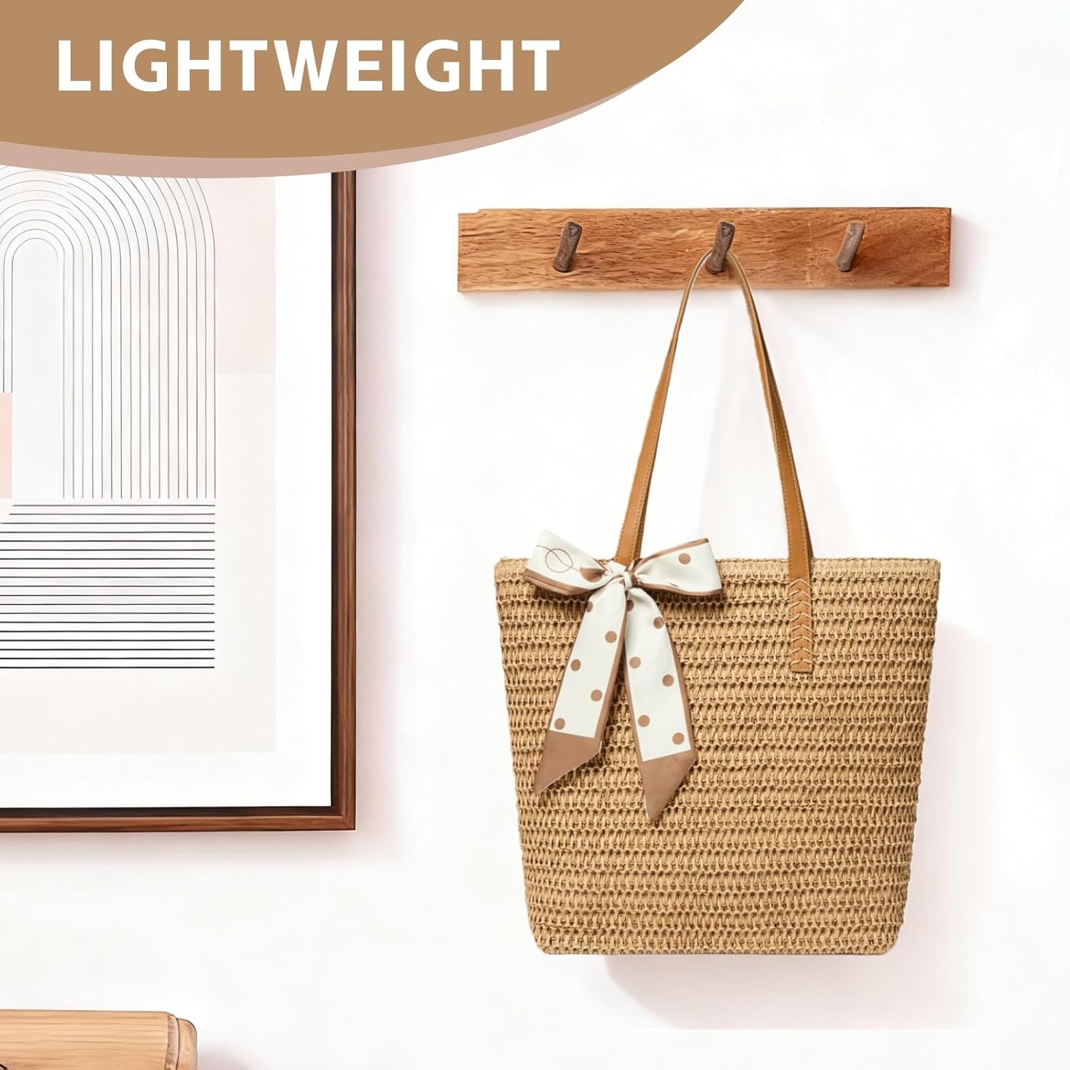 Beach Bags for Women, Large Straw Woven Beach Tote Straw Bag, Shoulder Handbags Bag for Summer Holiday - Image 3