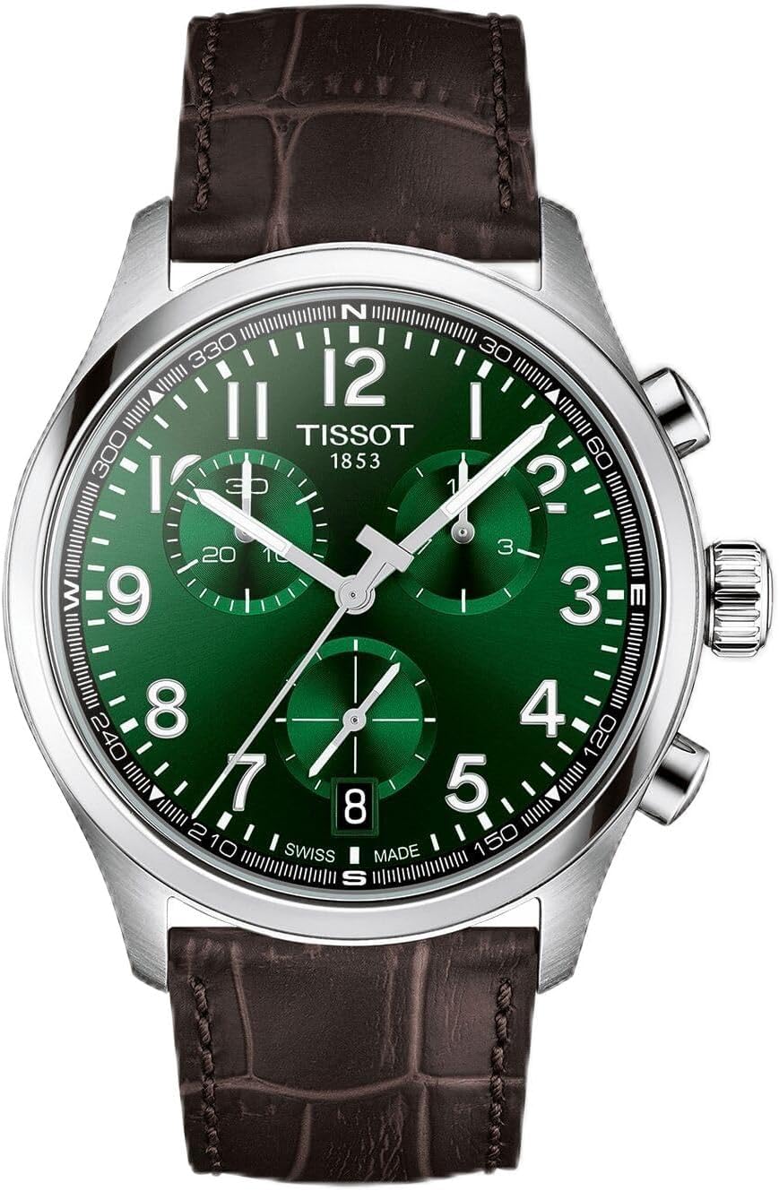 Tissot Chrono L 42mm, Swiss Quartz Chronograph Watch for Men, Stainless Steel Case, Green Dial