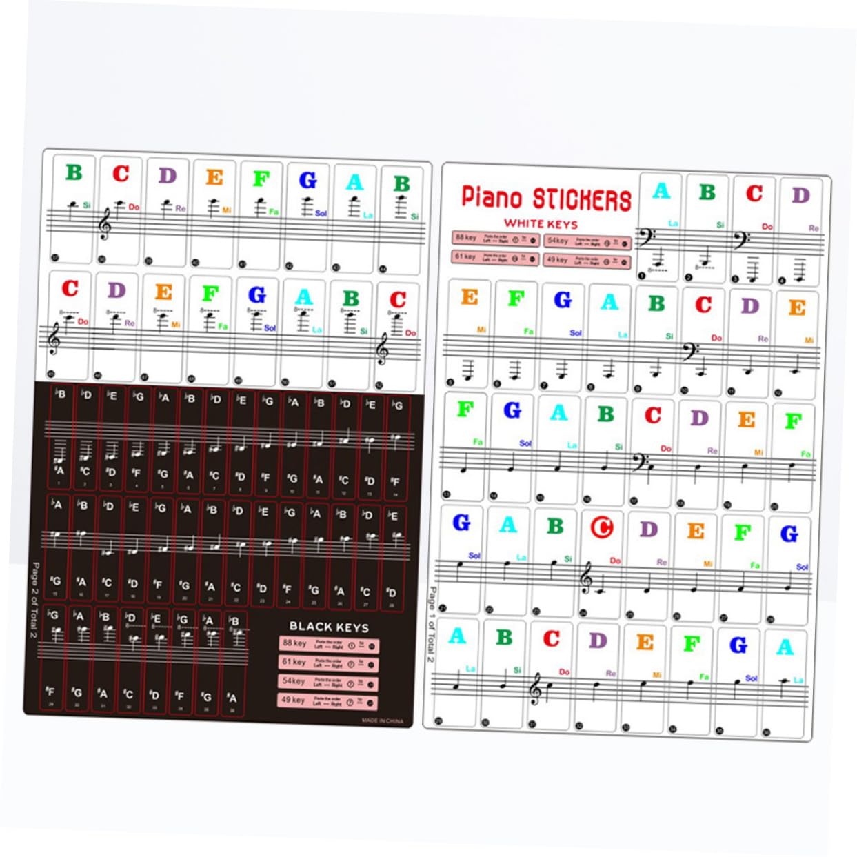 SUPVOX Electronic Organ Beginner Kit Piano Stickers Easy to Apply Piano Keyboard Note Stickers (2 Sets)