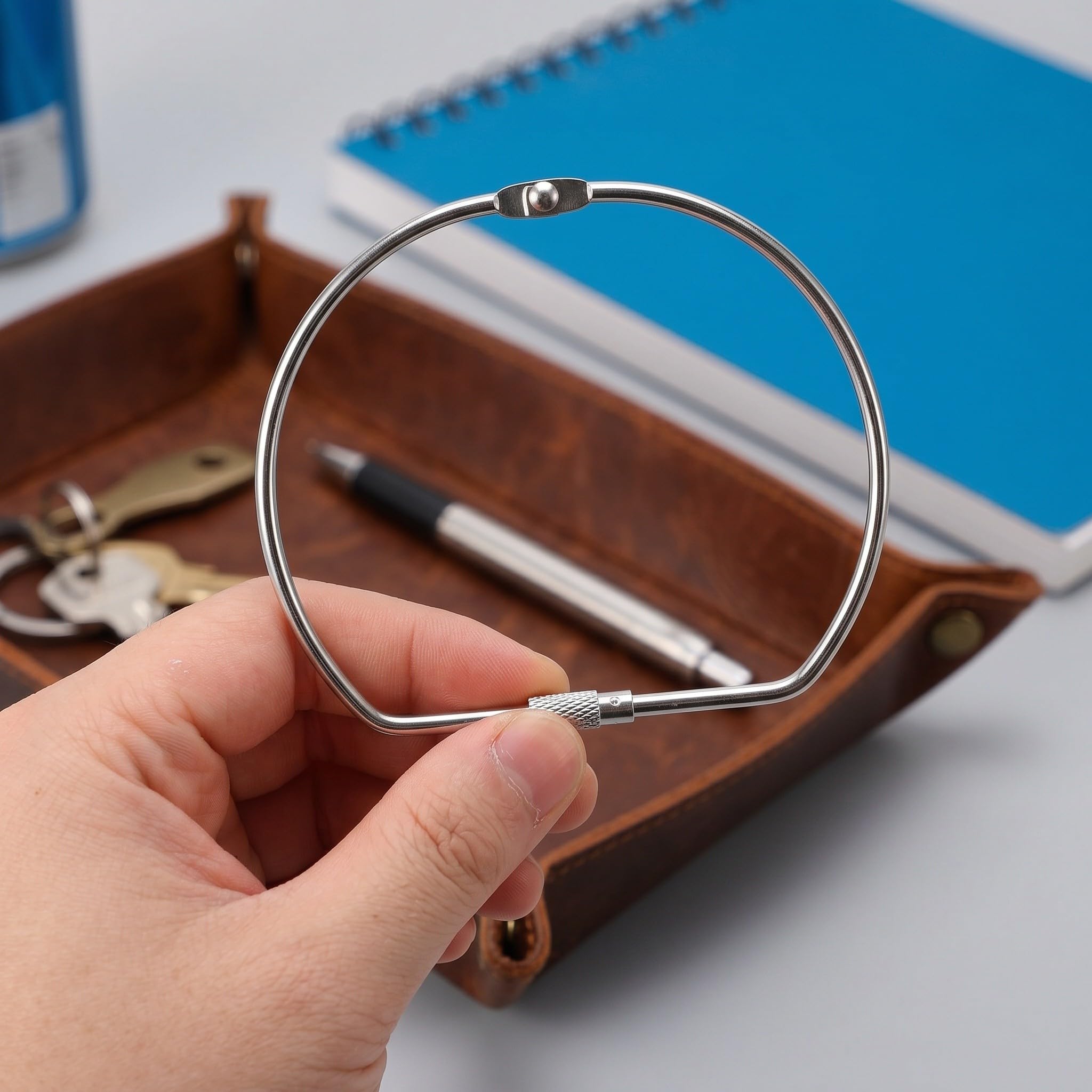 Kisangel 20 anelli per libri in metallo di grandi dimensioni - Anelli di rilegatura apribili da 4 pollici per decorazioni fai da te, cerchio per raccoglitore a fogli mobili a forma di D per