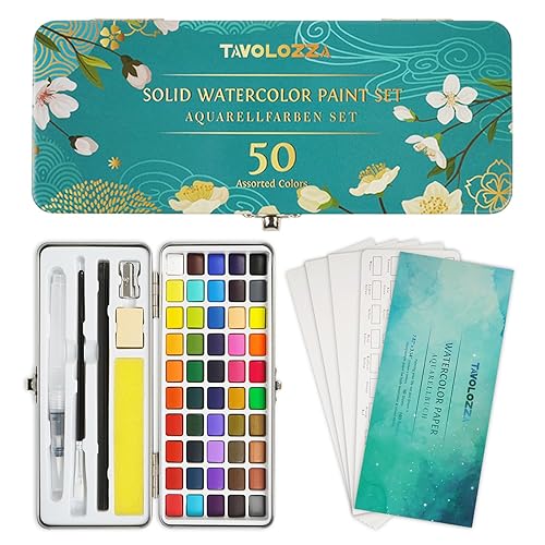 TAVOLOZZA - Set di colori ad acquerello, 50 colori vivaci,