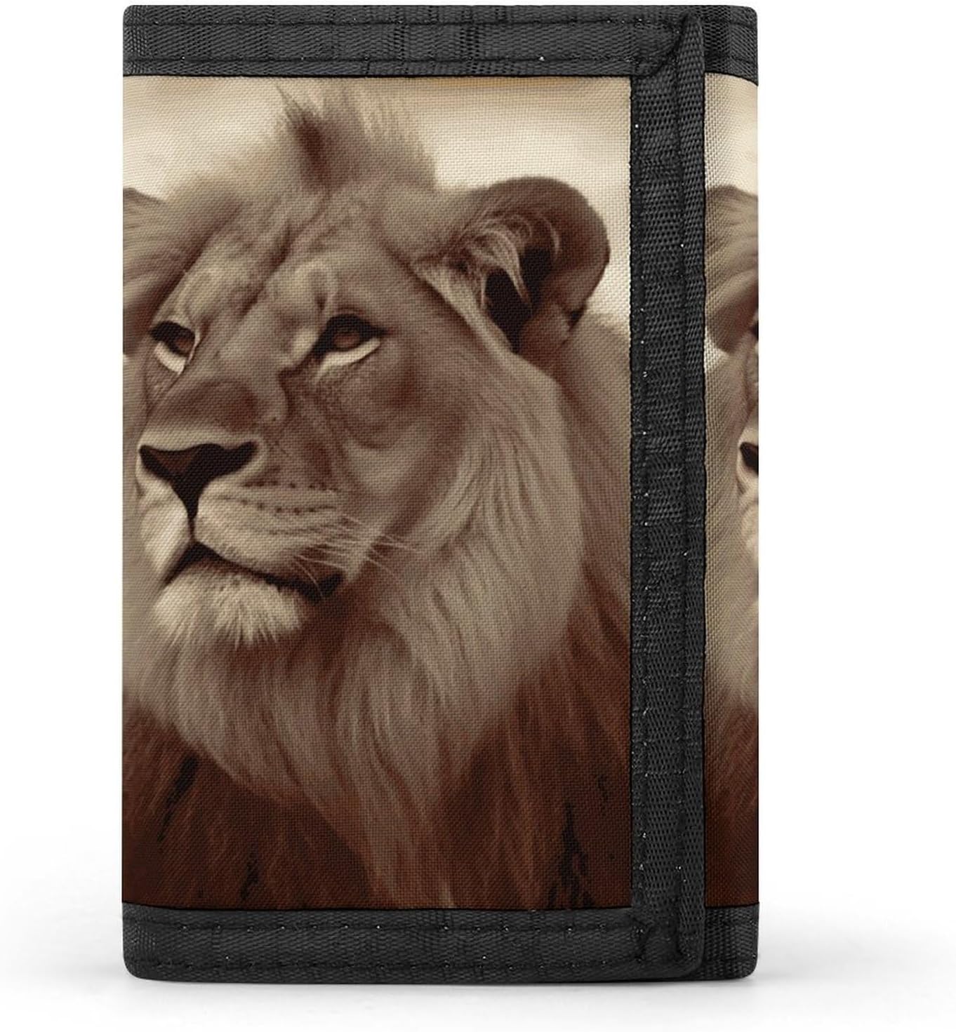 Trifold Canvas Wallet with Keychain, Modern Fashion Credit Card Holder Wallet for Men Women, African Lion And Lioness Slim Wallets W/Zipper Coin Pocket, Novelty Birthday Gift