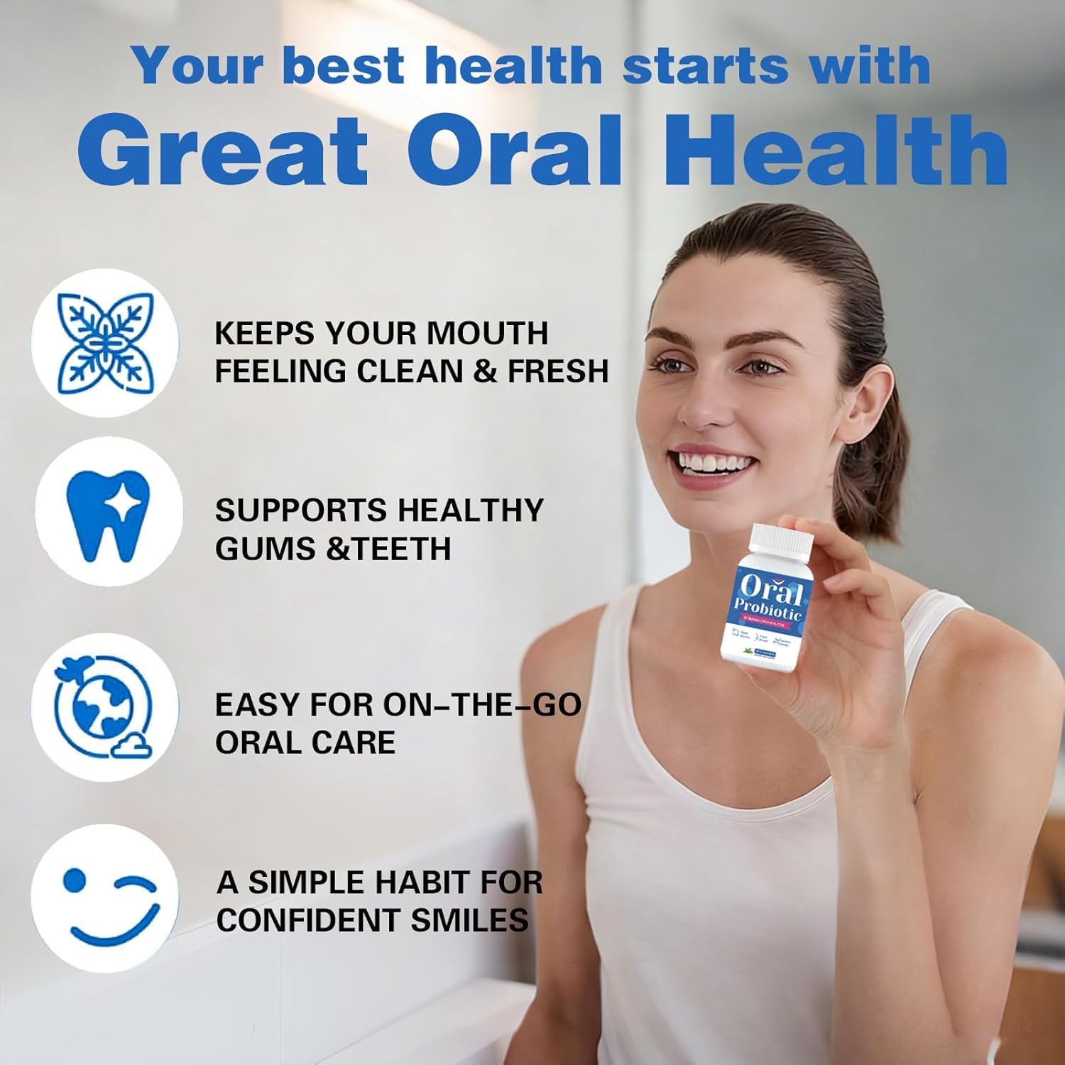 Oral Probiotics for Mouth Bad Breath for Adults - 11 Billion CFU - Oral Dental Probiotics for Teeth and Gums - Boosts Oral Health - Dry Mouth, Gum Restore, Fresh Breath & Gut Health, 120 Lozenges