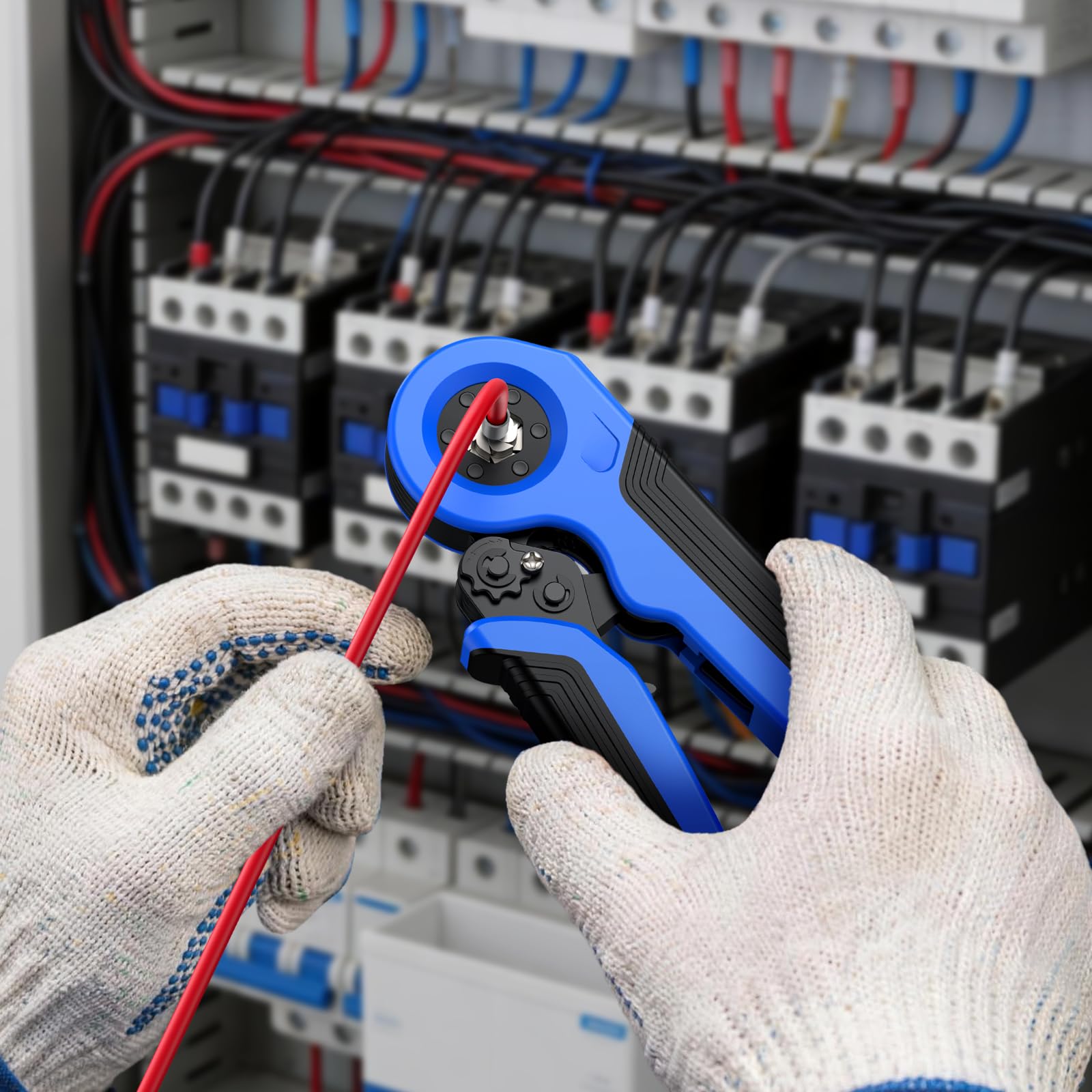 Cosses Electriques a Sertir Pince à Sertir Autoréglable à cliquet 0,5-10mm² | Caisse à Outils avec 1200 Connecteurs de Ferrule d'extrémité de fil pour Réparation électrique et Sertissage Câbles