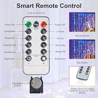 Curtain Fairy Lights Indoor, 300LED 3mx3m Waterfall Hanging USB Powered Fairy String Lights with Remote, 8 Modes Waterproof Window String Light for Bedroom/Wall/Outdoor/Party(Multi-Color