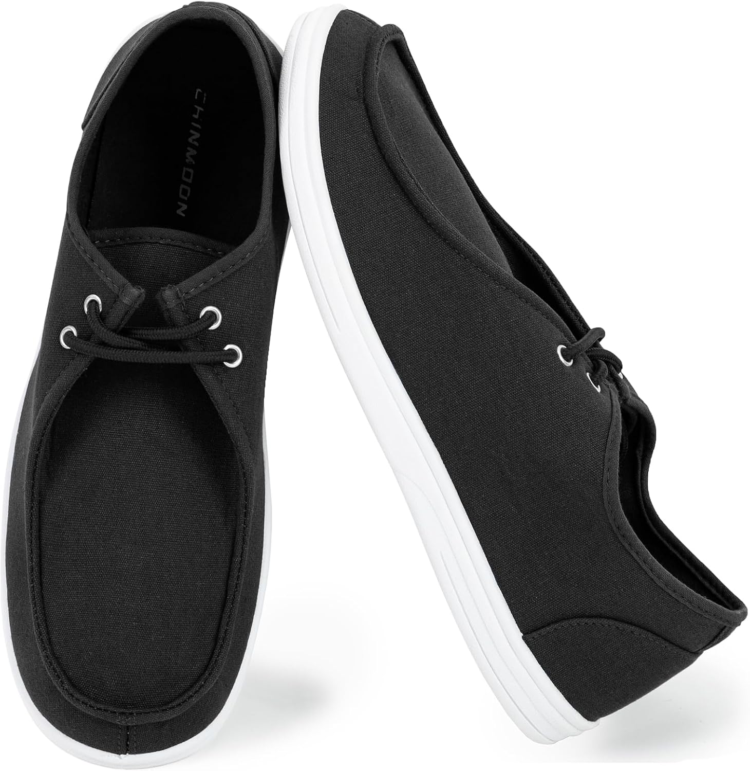 CHIN·MOON Men’s Slip On Loafers Walking Driving Business Casual Shoes Lace Up Canvas Footwear