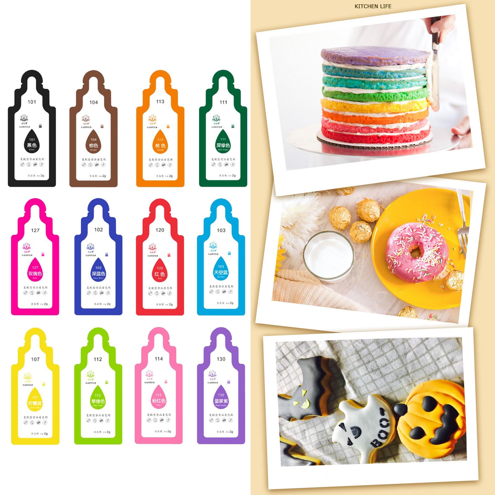 12 Color 2g Per Bag Oily Food Colouring Suitable For Cake Decoration Cream Desserts Biscuits Or Other DIY Crafts Oily Food Colouring