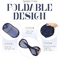 Vista 6 de Cestos de lavandería desplegables, cesta desplegable de malla, cesta plegable y ligera para lavar ropa duradera para dormitorio, hogar, viajes, Negro