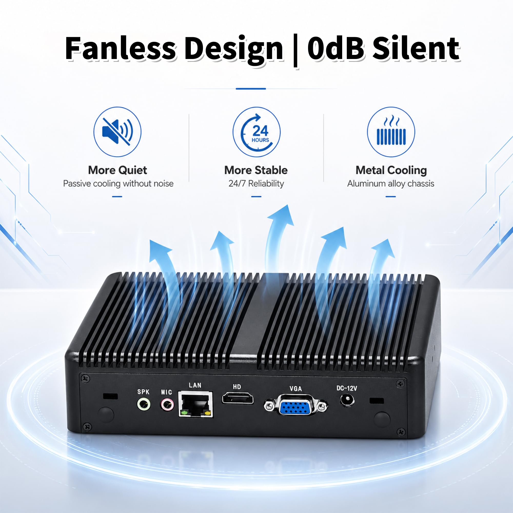 SJRC Fanless Mini PC, Core i3-6006U Mini Desktop Computer with 4K HD + VGA, Gigabit LAN, Barebone NO RAM/SSD/OS, Small Form Factor PC for Home Office, Business, Linux