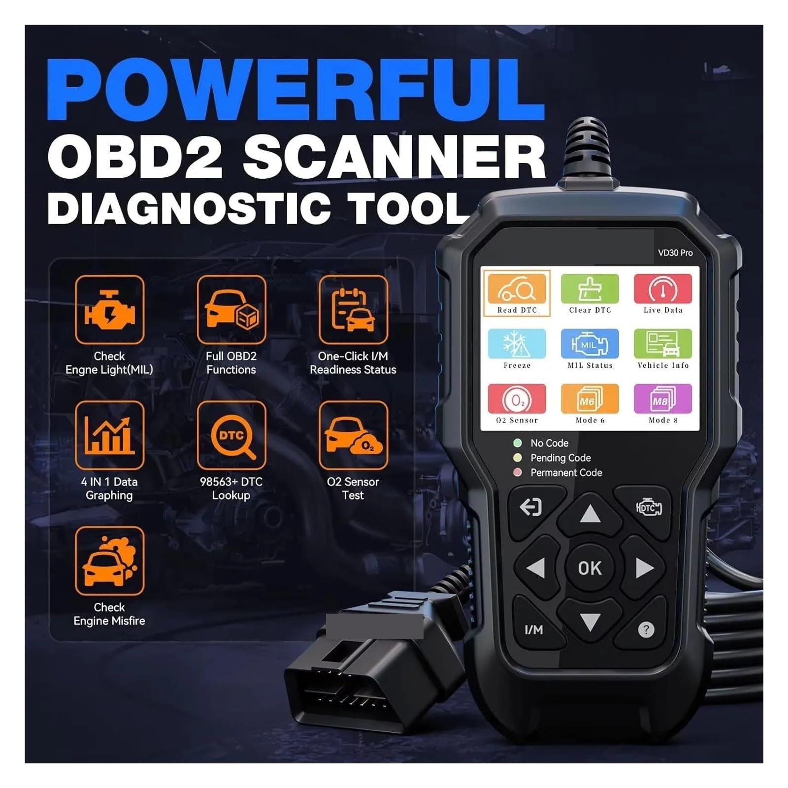 Controlla La Disponibilità Del Lettore Di Codici Motore I/M Scanner OBD2 Strumenti Diagnostici For Auto Funzioni Complete For Tutti Gli OBDII Test Bidirezionale