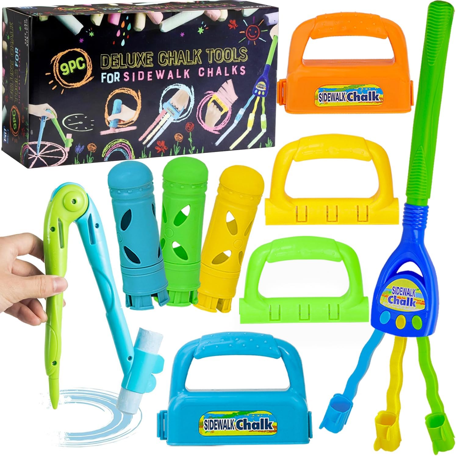 Amazon.com: BEROXII Sidewalk Chalk Holders, 9 PCS Outdoor Play Tools ...