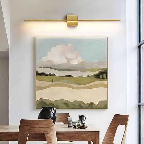 Miniatura 8 de CCYCOL Lámpara de baño dorada sobre espejo, luz de tocador de baño de 39 pulgadas, luz de tocador de baño de 28 W, 3500 K, barra de luz LED moderna