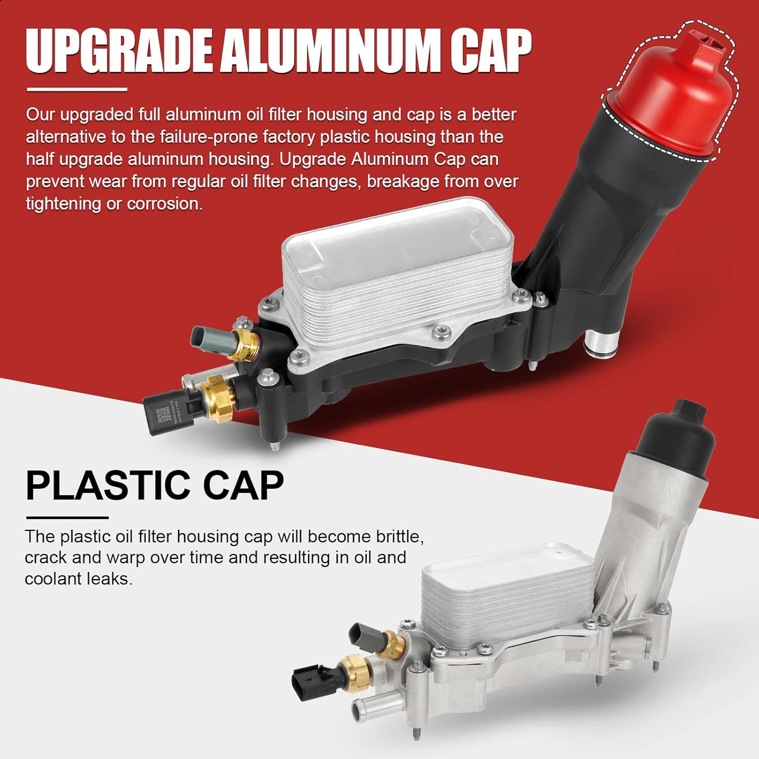 Upgrade Full Aluminum Engine Oil Cooler Filter Housing with Sensors and Gaskets Compatible with 2011-2016 Chrysler 200 300 Dodge Charger Challenger Journey Wrangler Ram ProMaster 3.2L 3.6L