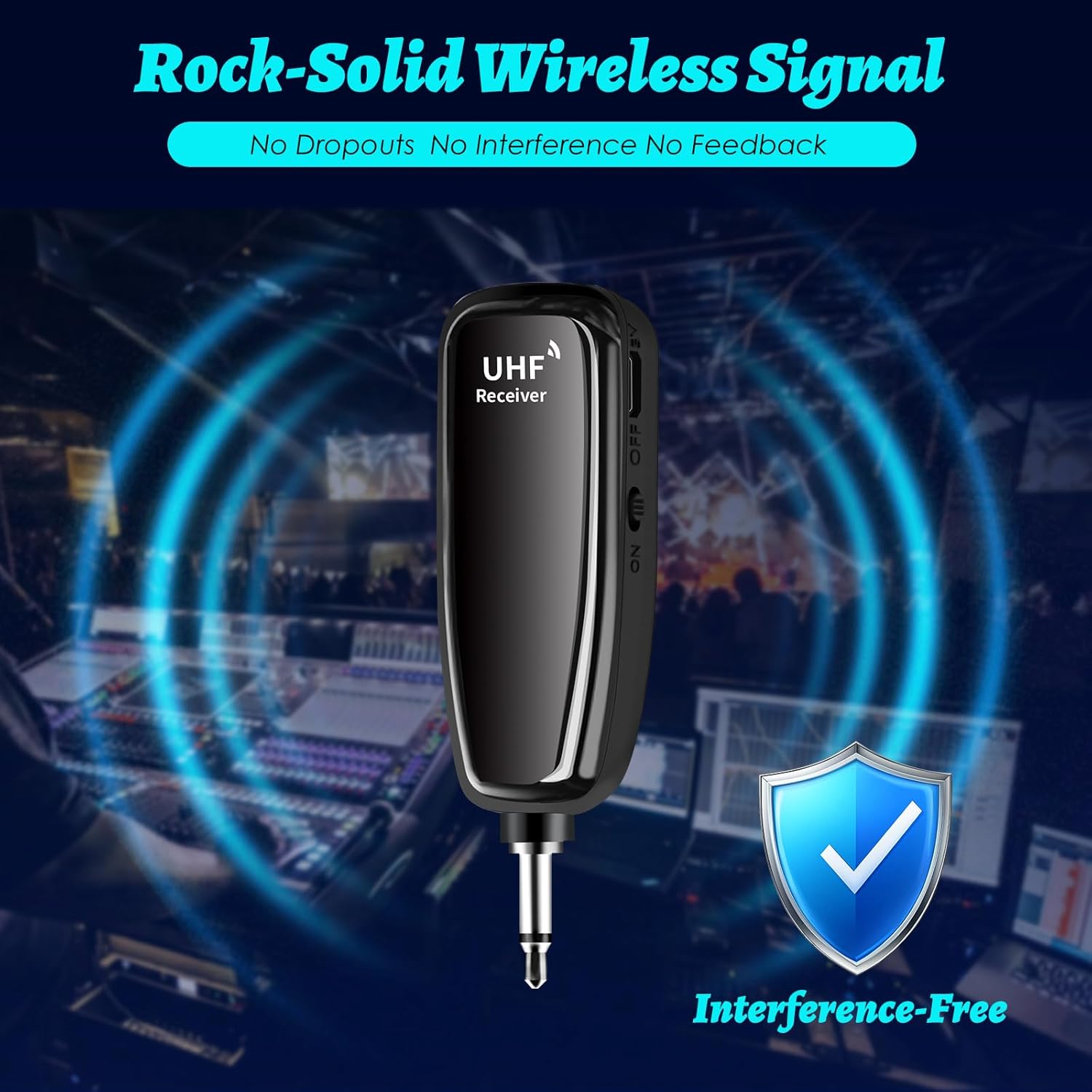 UHF Wireless Instruments Microphone,Saxophone Microphone,Wireless Receiver and Transmitter,164ft Range,Plug and Play,Great for Trumpets, Clarinet, Cello