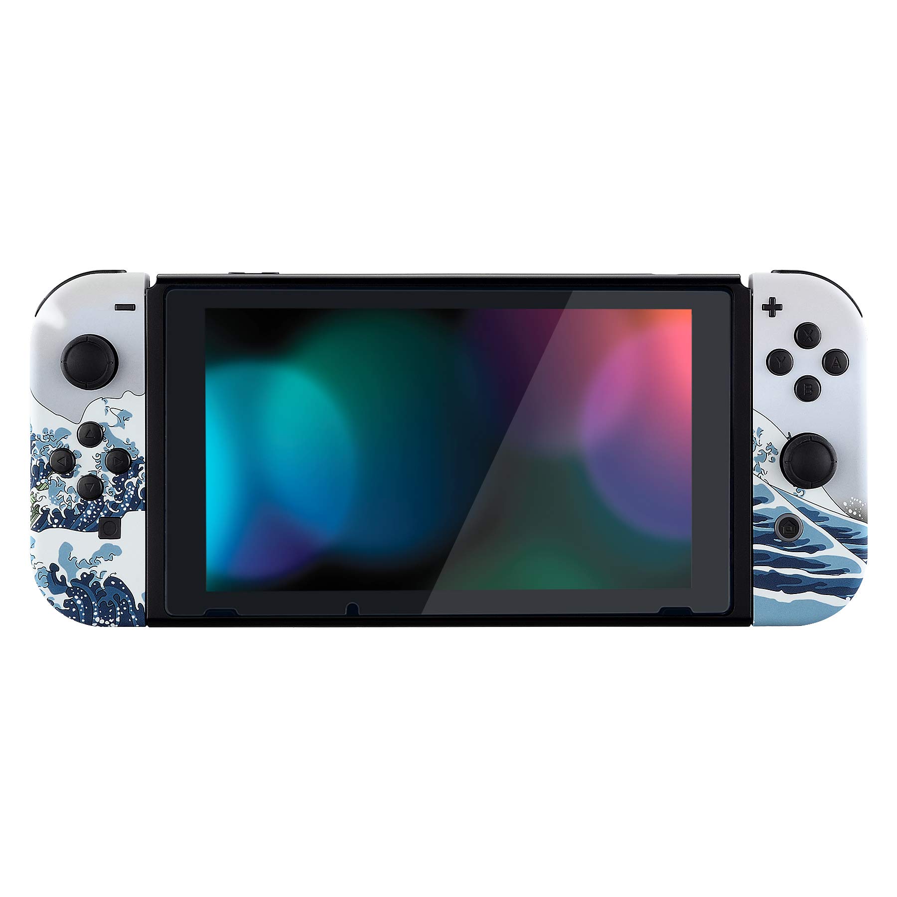 eXtremeRate Cover Custodia Tasti per Nintendo Switch/OLED Joycon Controller,Scocca Pulsanti Case Kit DIY Ricambio per Nintendo Switch/OLED Joystick,Senza Joycon-Grande Onda