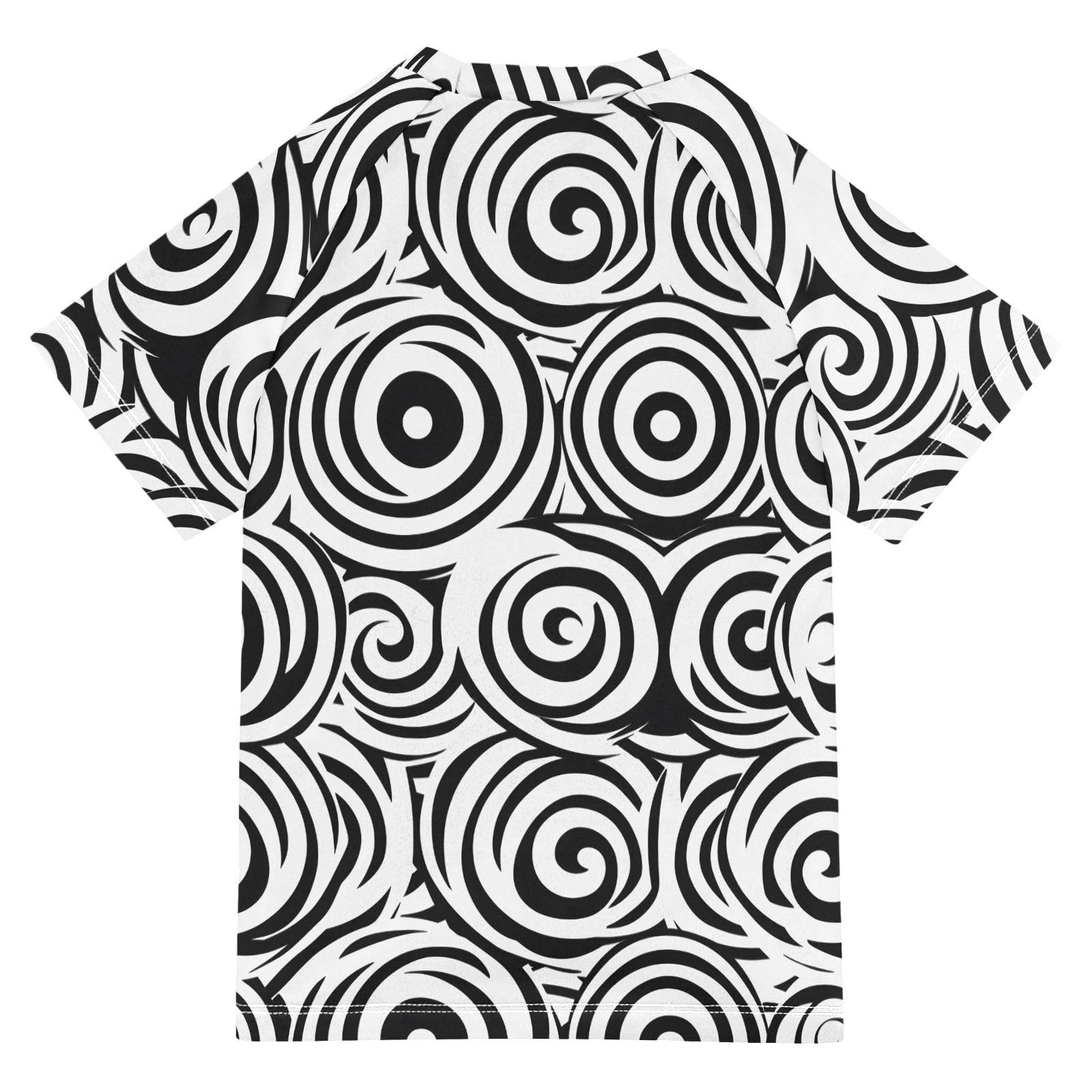 ALAZA Kids Rash Guard Toddler Swim Shirt Boy Girls Circles Line UPF 50+ Short Sleeve 4T