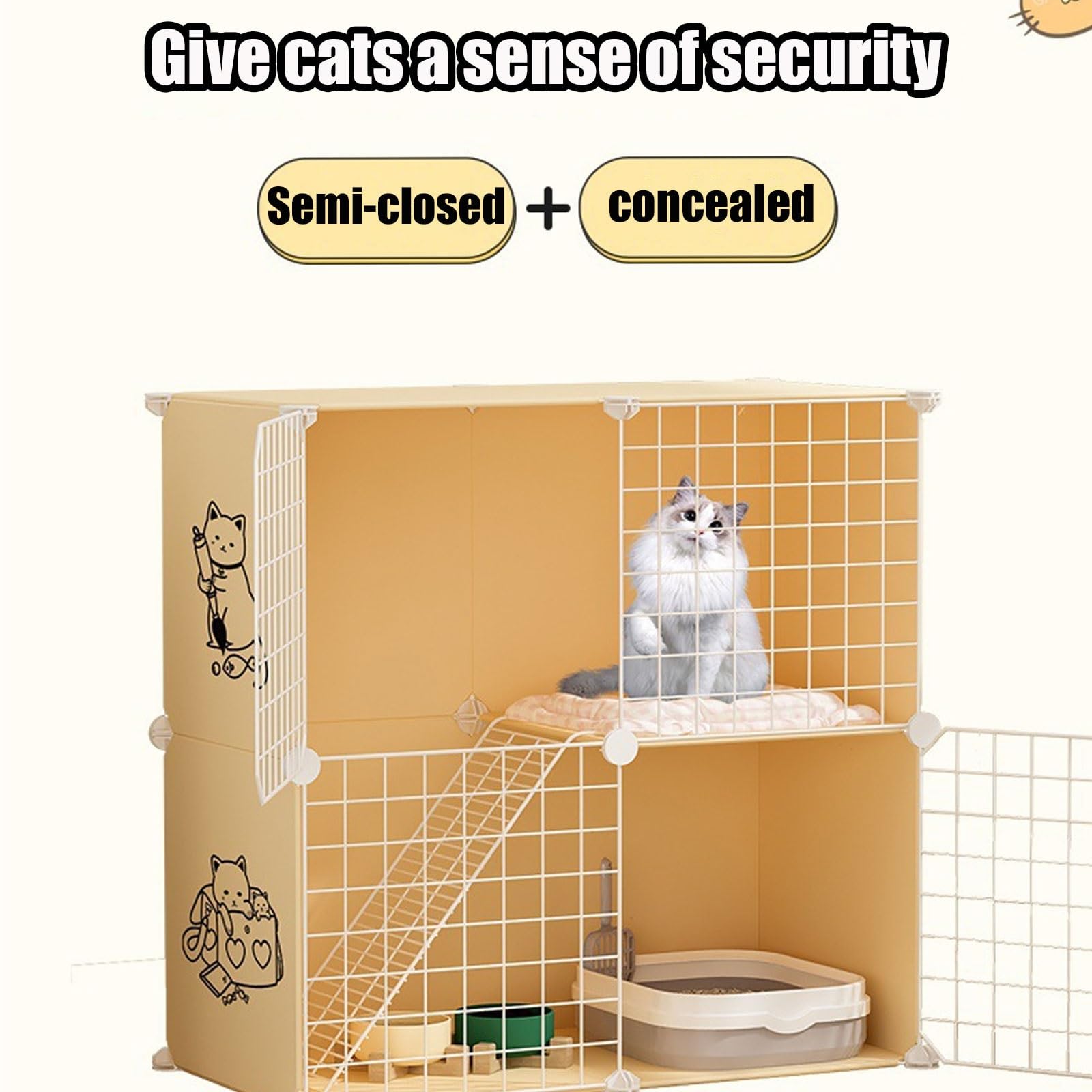Enclos for Chat Extérieur Cage for Animal de Compagnie Parc Amovible Extra Large for Chat, Maison for Chats Extérieur/Intérieur Facile À Nettoyer, 3 Couleurs