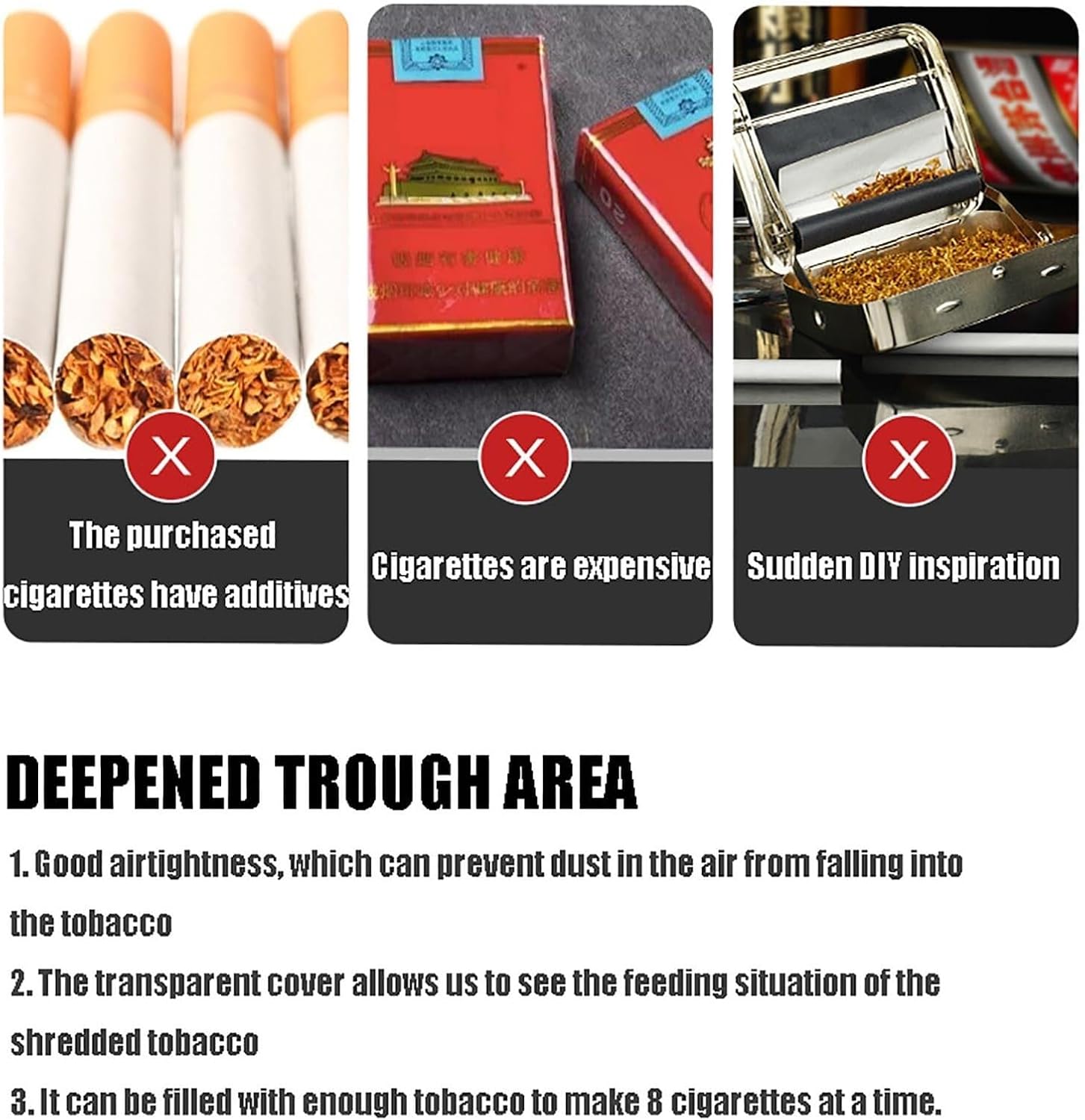Electric Cigarette Roller, Manual Semi-Automatic Cigarette Filler with Counting Display, Grinding Function, Makes 8 Cigarettes at a Time, Ideal Gift for Husband and Father