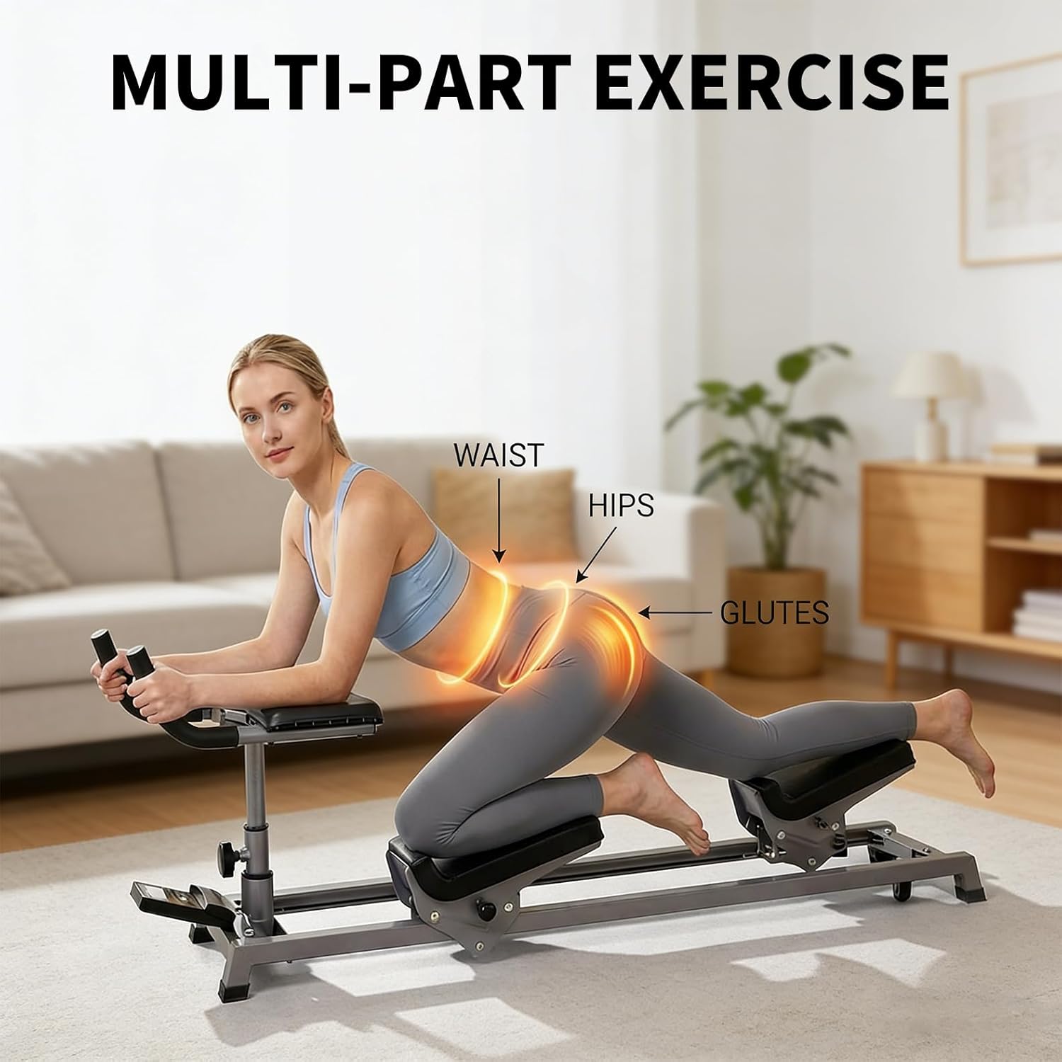 Core Twisting Trainer for Home Gym, Low Impact Abdominal and Glute Workout Machine with 5-Level Height Adjustment, Soft Knee Pads and Elbow Support, 330LB Capacity, Full Body Exercise Equipment