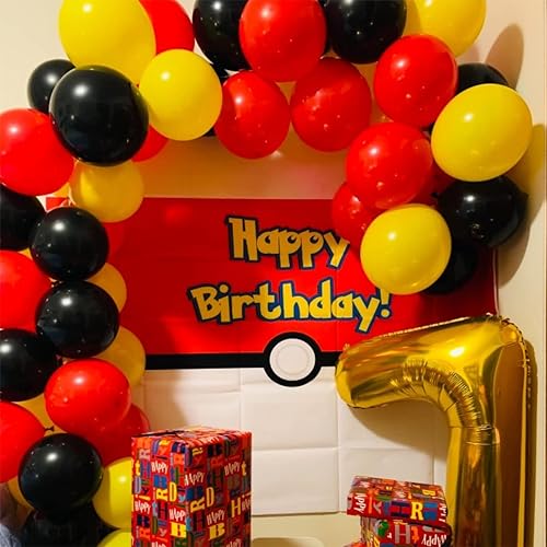 Miniatura 5 de Globos de látex rojo amarillo y negro, 75 globos de látex rojo mate negro y amarillo, globos de 12 pulgadas de color ratón para fiesta de helio para