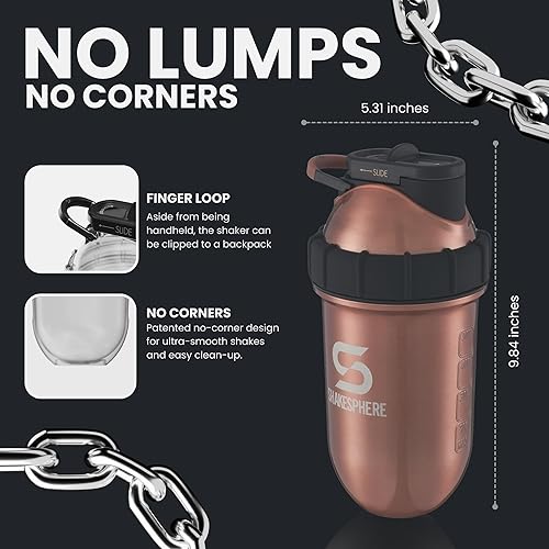 Miniatura 5 de ShakeSphere - Vaso de acero Mantiene las bebidas calientes o frías gracias a su material aislante, 24 onzas (cobre)