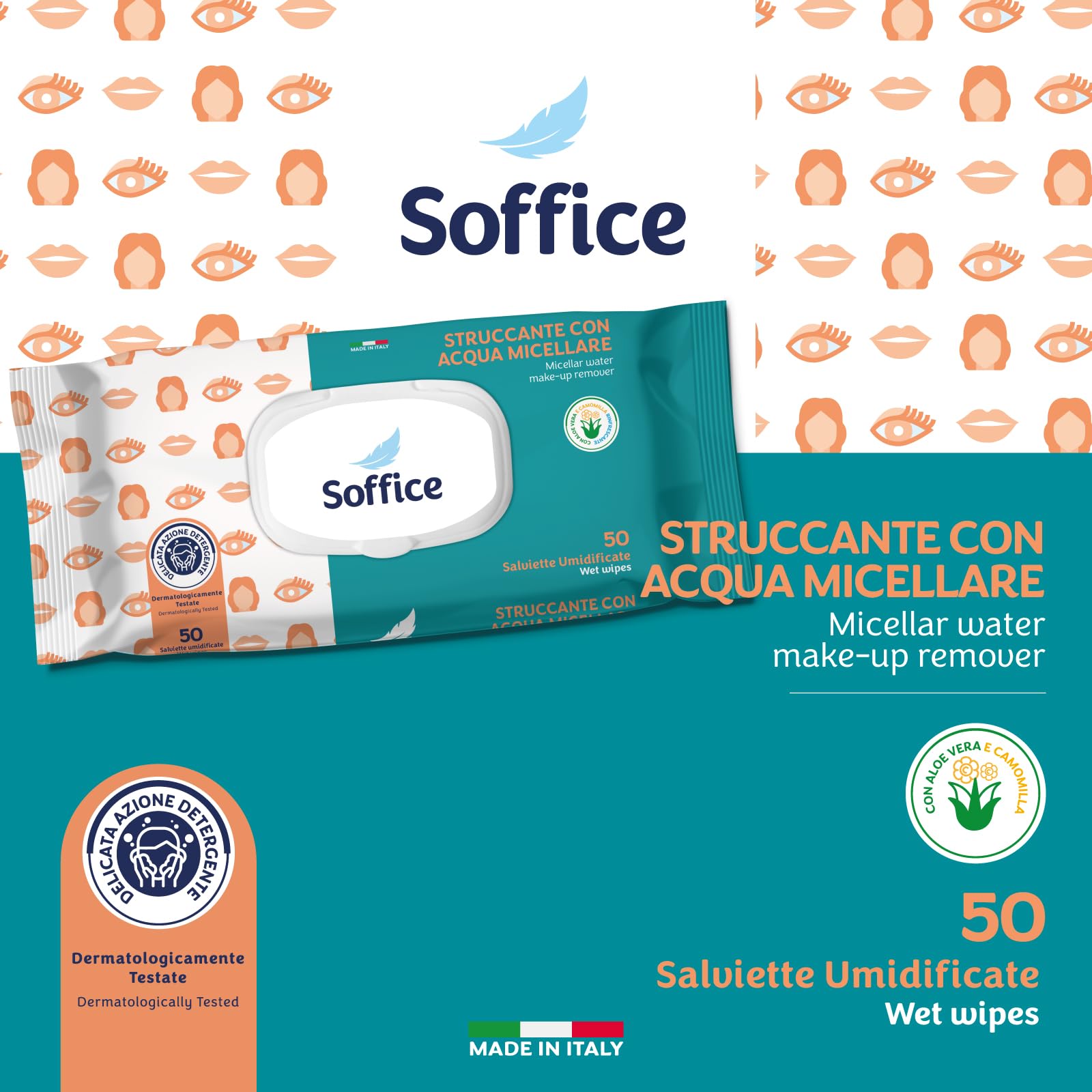 Toallitas desmaquillantes para rostro y ojos con agua micelar – Desmaquillante completo en toallitas, 50 unidades Pop-Up